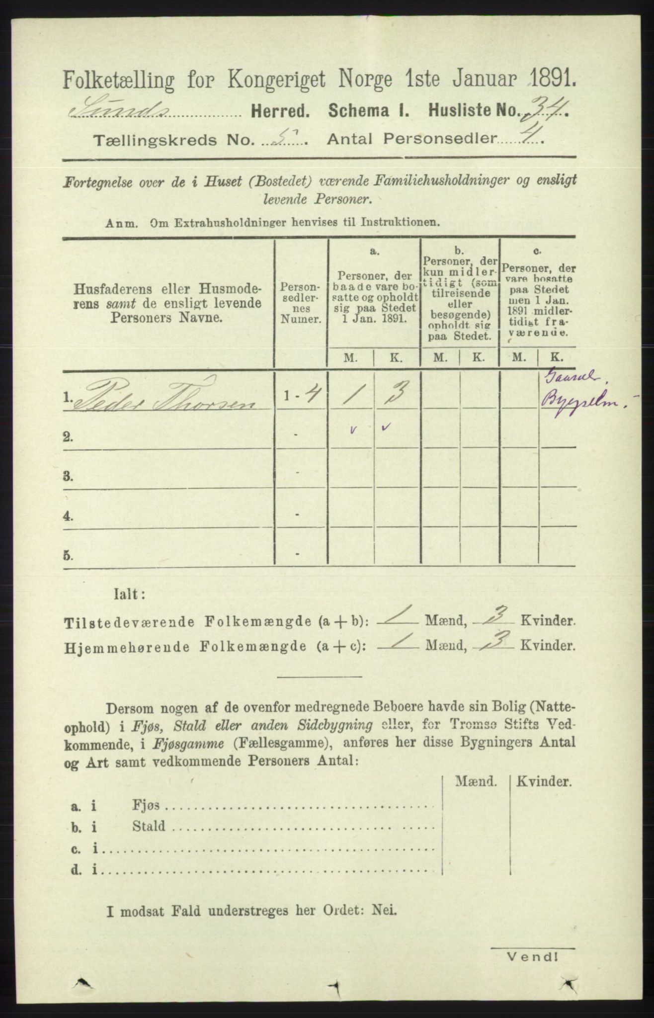 RA, 1891 census for 1245 Sund, 1891, p. 2359