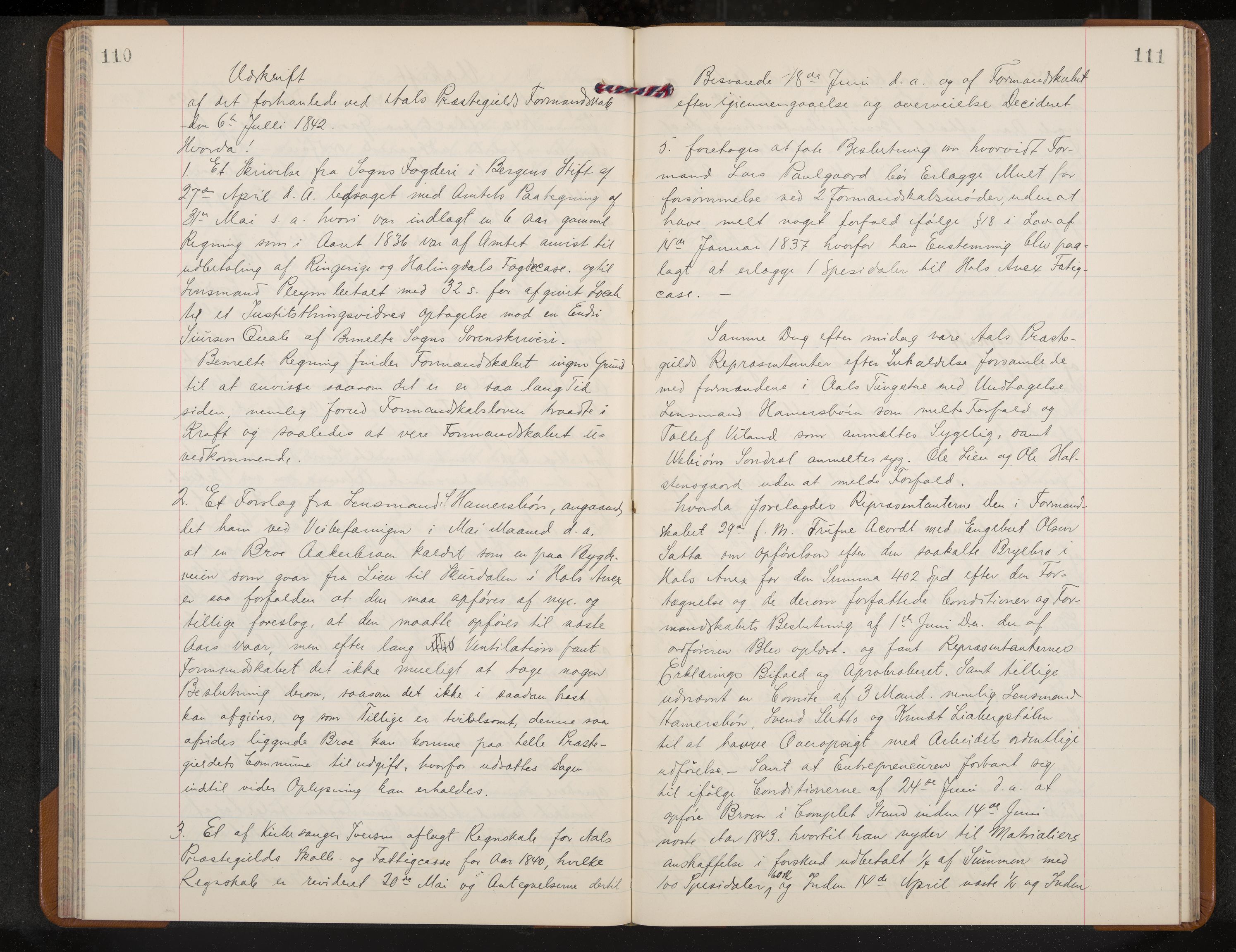 Ål formannskap og sentraladministrasjon, IKAK/0619021/A/Aa/L0001: Utskrift av møtebok, 1838-1845, p. 110-111