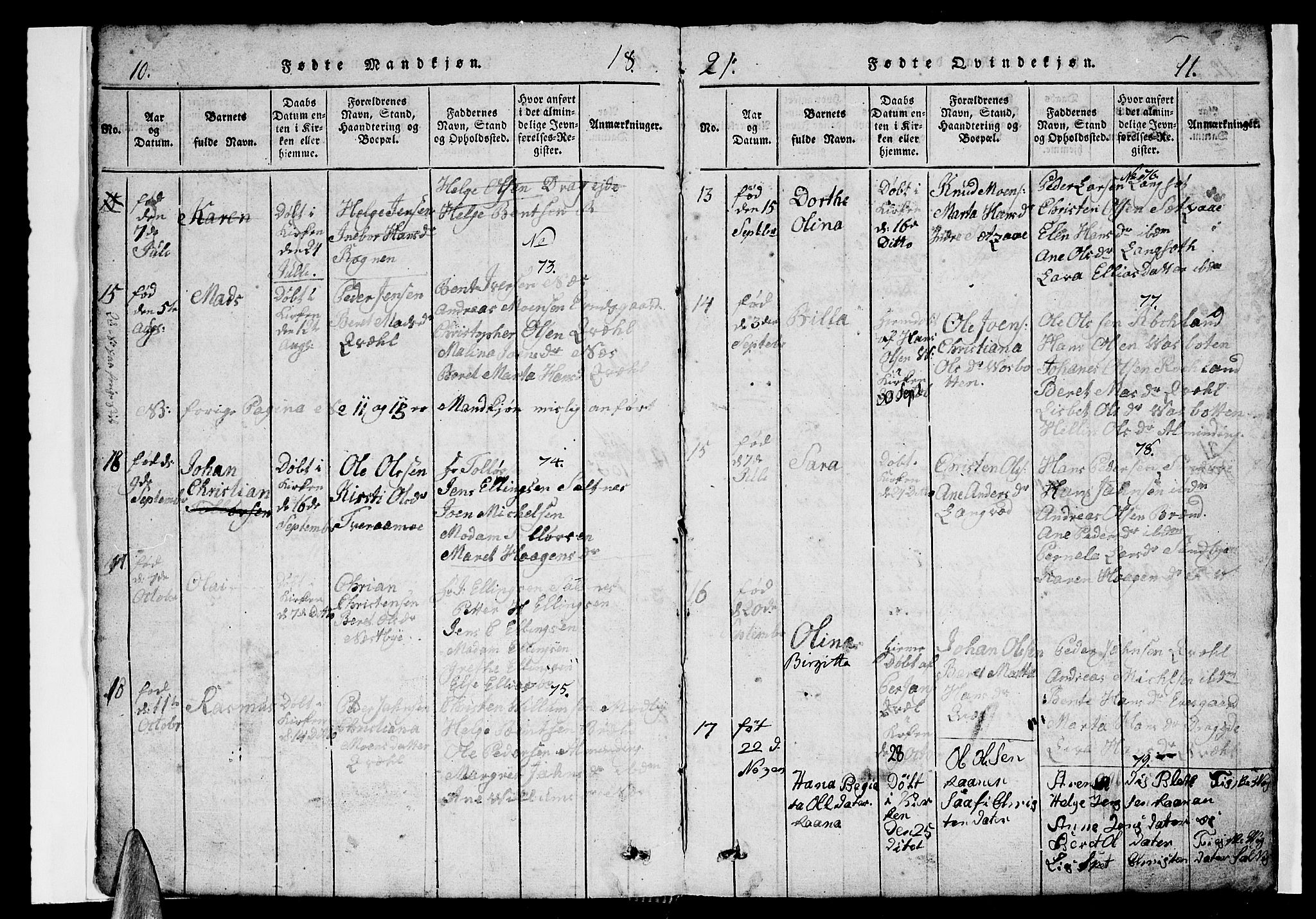 Ministerialprotokoller, klokkerbøker og fødselsregistre - Nordland, AV/SAT-A-1459/847/L0676: Parish register (copy) no. 847C04, 1821-1853, p. 10-11