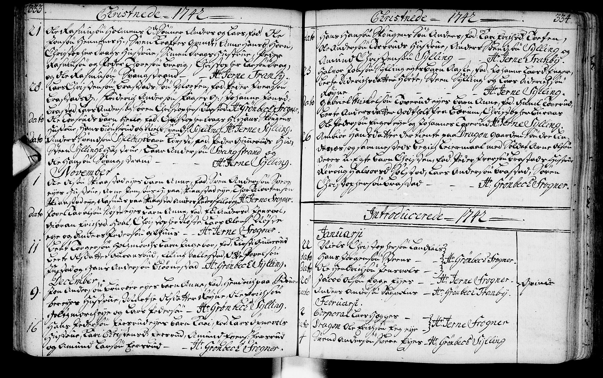 Lier kirkebøker, SAKO/A-230/F/Fa/L0003: Parish register (official) no. I 3, 1727-1748, p. 333-334