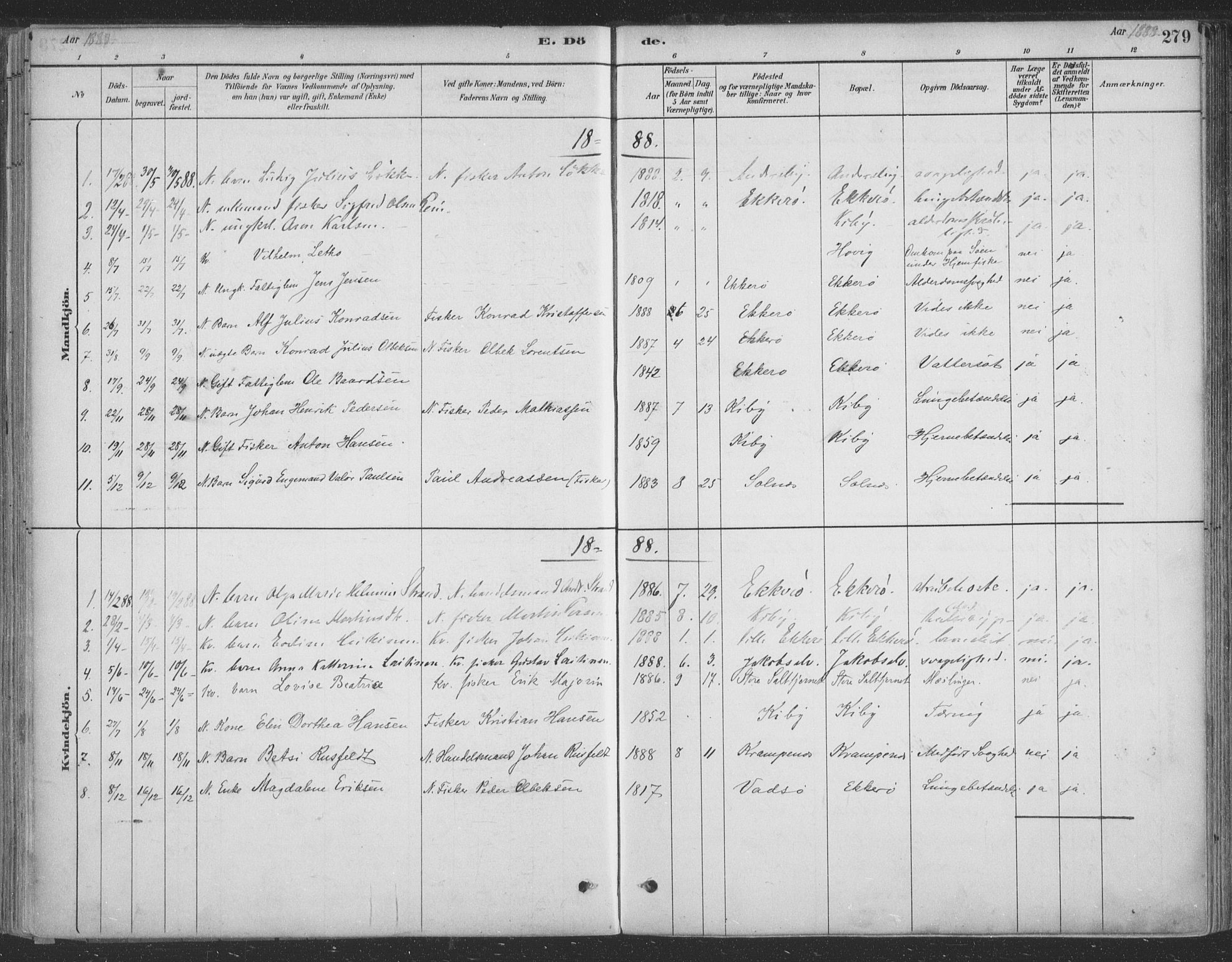 Vadsø sokneprestkontor, SATØ/S-1325/H/Ha/L0009kirke: Parish register (official) no. 9, 1881-1917, p. 279