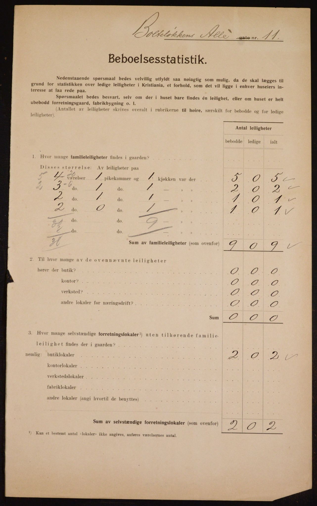 OBA, Municipal Census 1910 for Kristiania, 1910, p. 7385