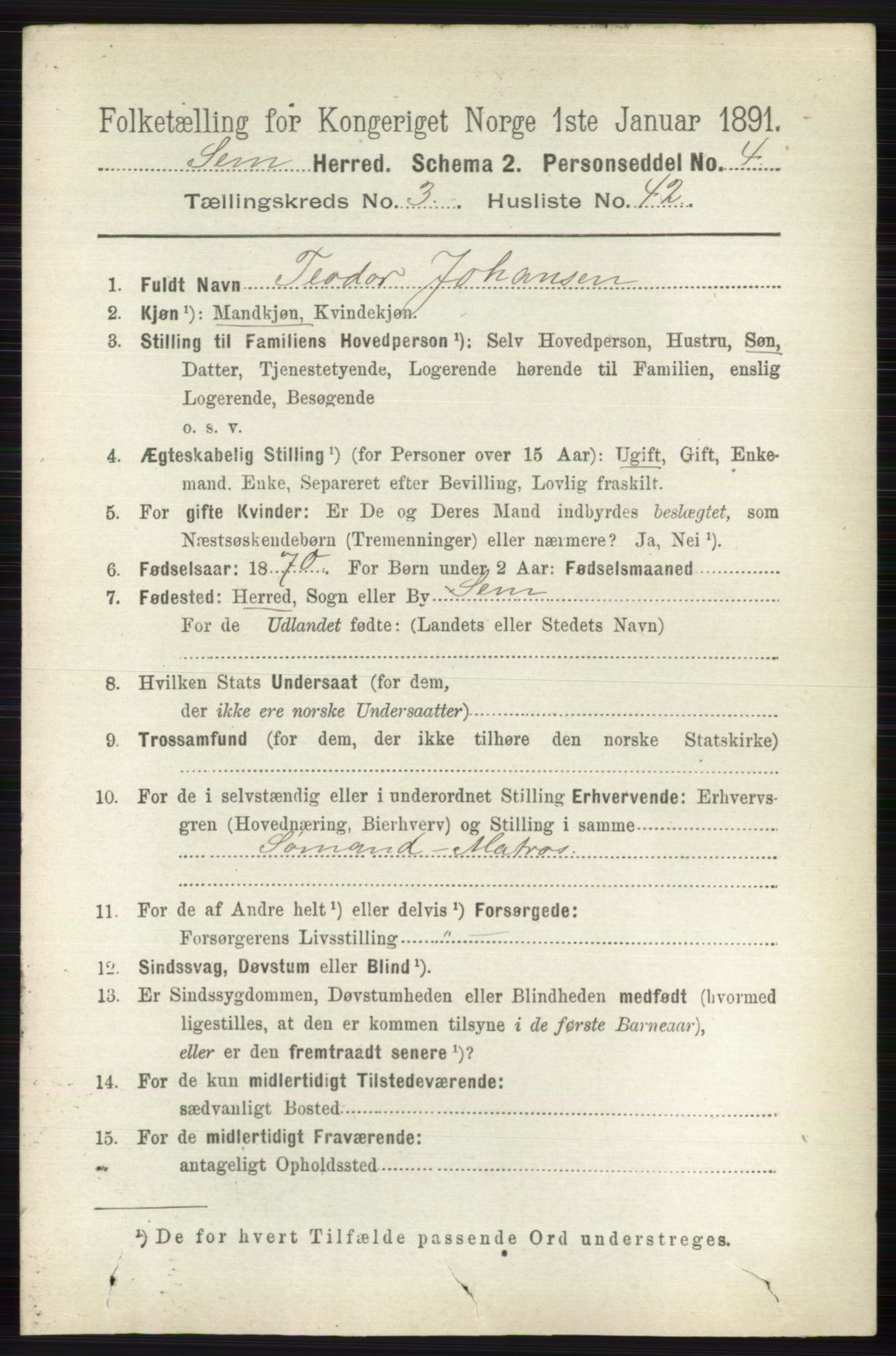 RA, 1891 census for 0721 Sem, 1891, p. 1318