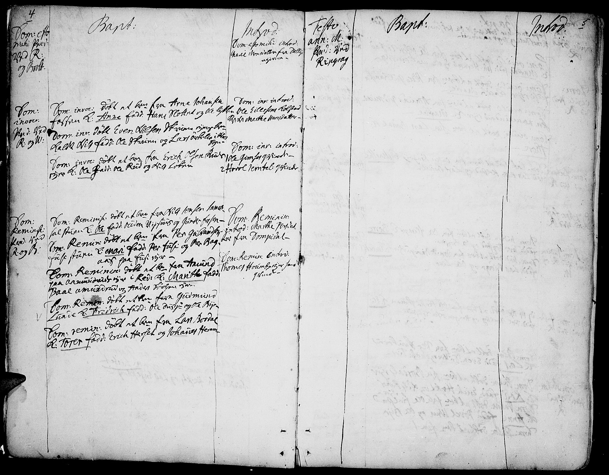 Ringsaker prestekontor, AV/SAH-PREST-014/K/Ka/L0001: Parish register (official) no. 1, 1734-1746, p. 4-5