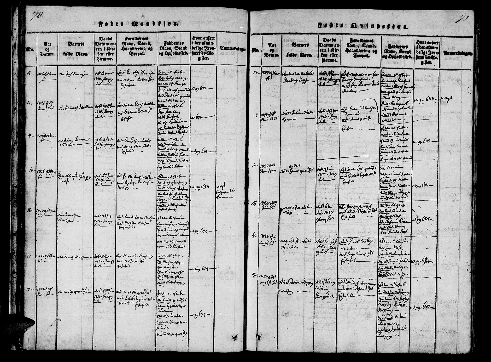 Ministerialprotokoller, klokkerbøker og fødselsregistre - Møre og Romsdal, AV/SAT-A-1454/592/L1023: Parish register (official) no. 592A02, 1820-1830, p. 70-71