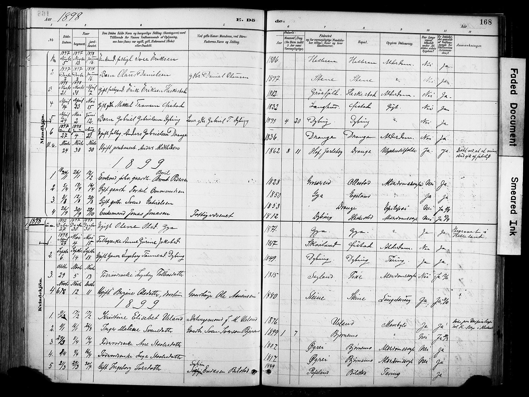 Lund sokneprestkontor, AV/SAST-A-101809/S06/L0012: Parish register (official) no. A 11, 1887-1921, p. 168