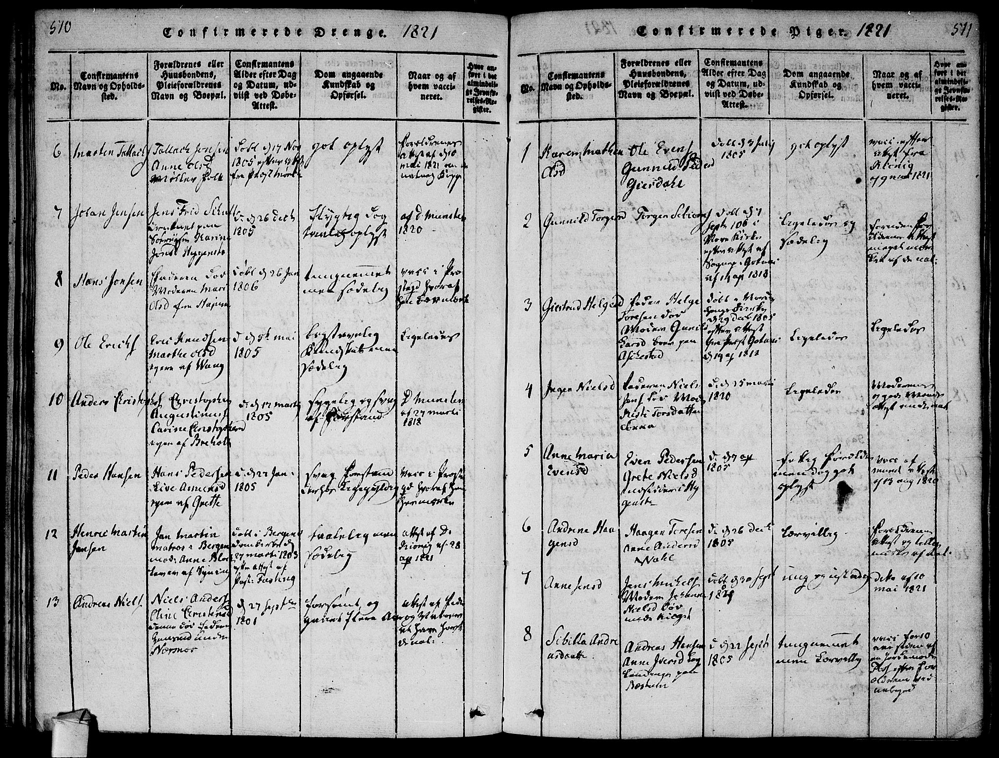 Røyken kirkebøker, AV/SAKO-A-241/F/Fa/L0004: Parish register (official) no. 4, 1814-1832, p. 510-511