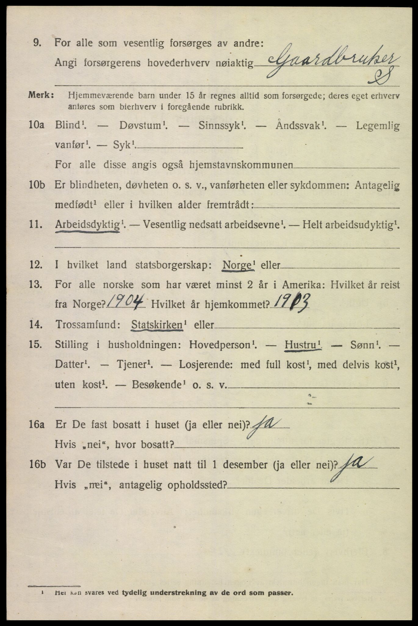 SAK, 1920 census for Lyngdal, 1920, p. 5288