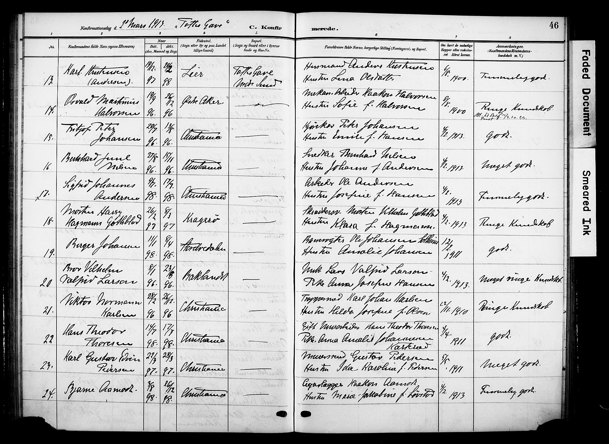 Nes prestekontor, Hedmark, AV/SAH-PREST-020/K/Ka/L0012: Parish register (official) no. 12, 1906-1920, p. 46