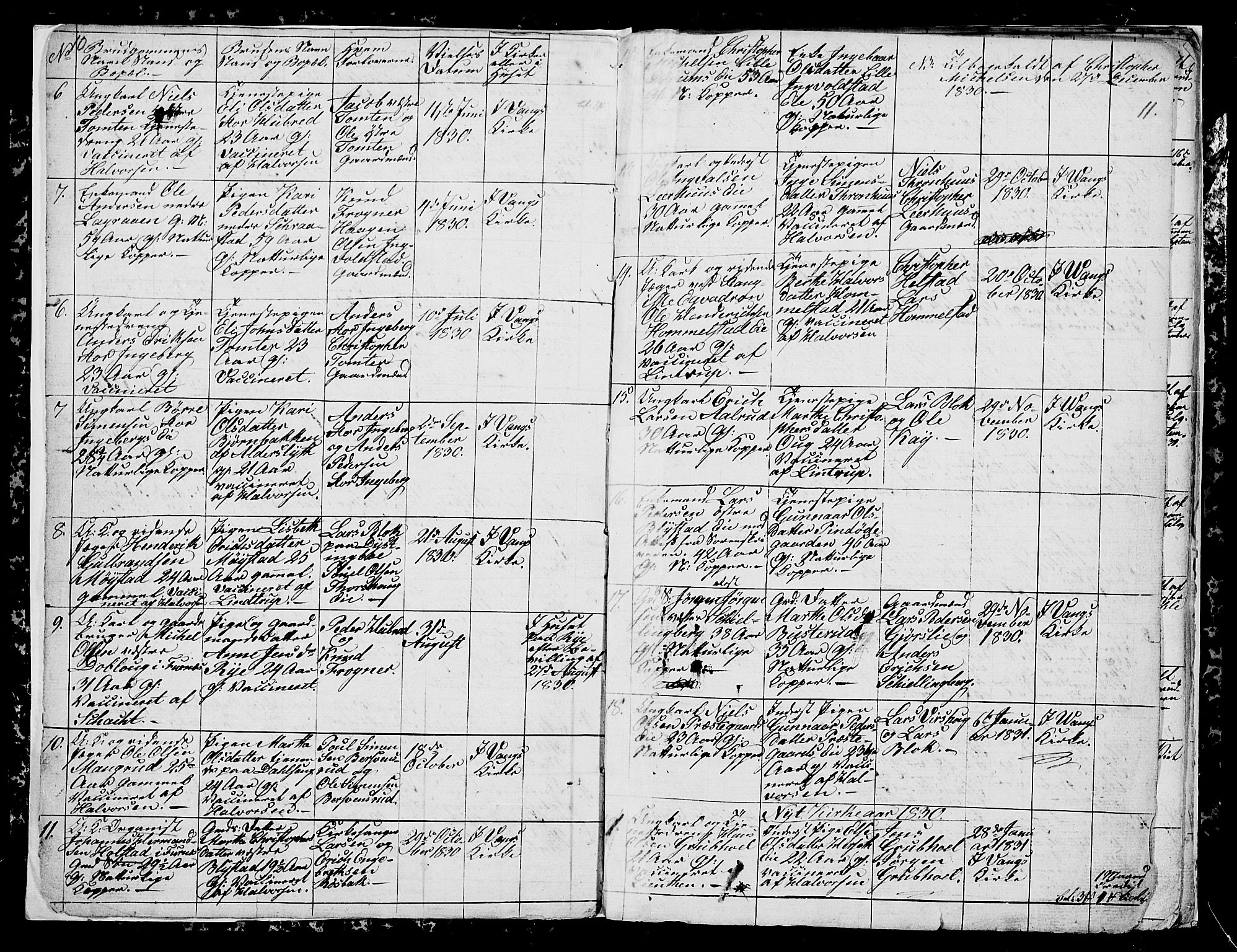 Vang prestekontor, Hedmark, SAH/PREST-008/H/Ha/Hab/L0007: Parish register (copy) no. 7, 1828-1832, p. 10-11