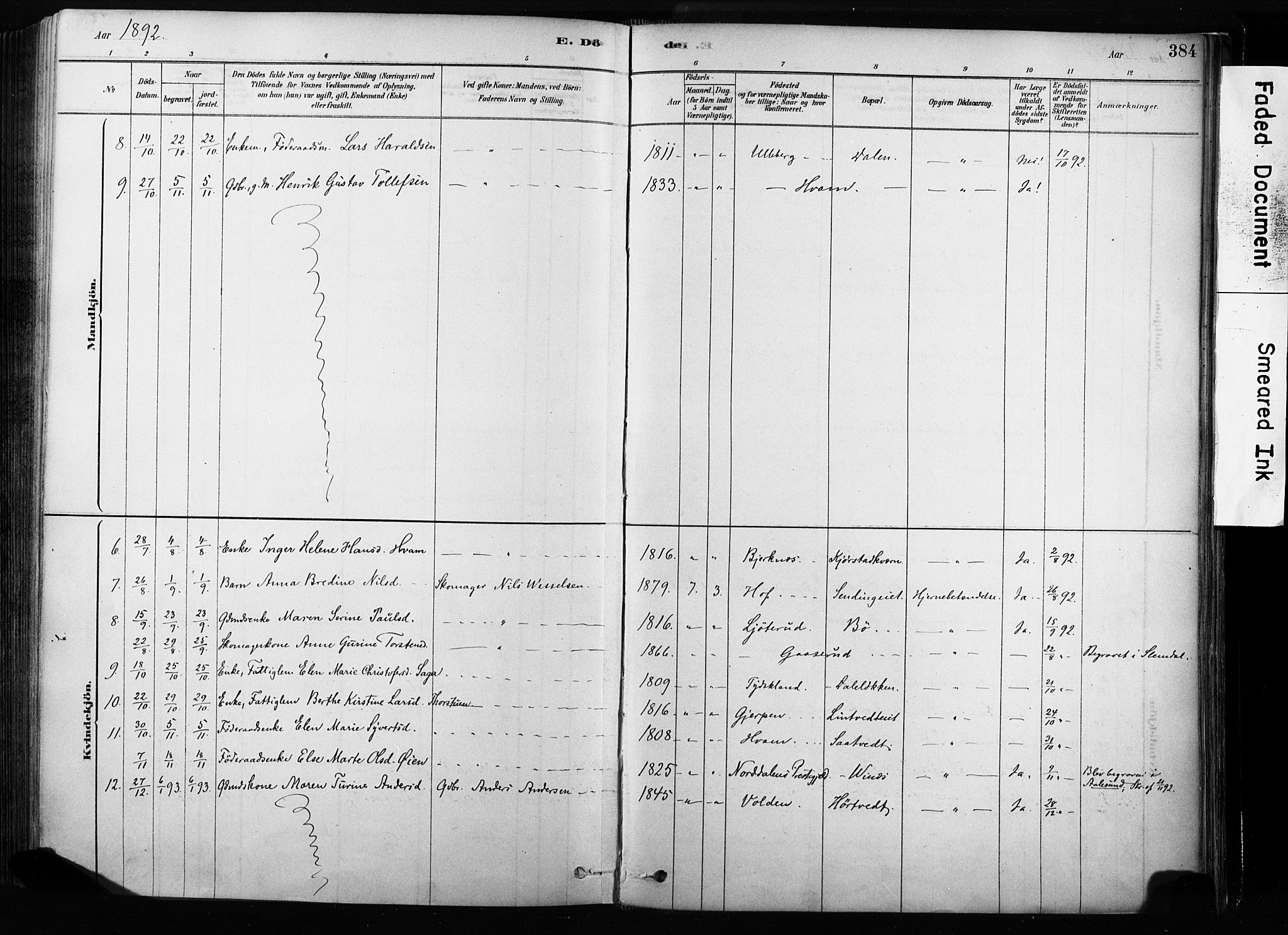Sandsvær kirkebøker, SAKO/A-244/F/Fb/L0001: Parish register (official) no. II 1, 1878-1906, p. 384