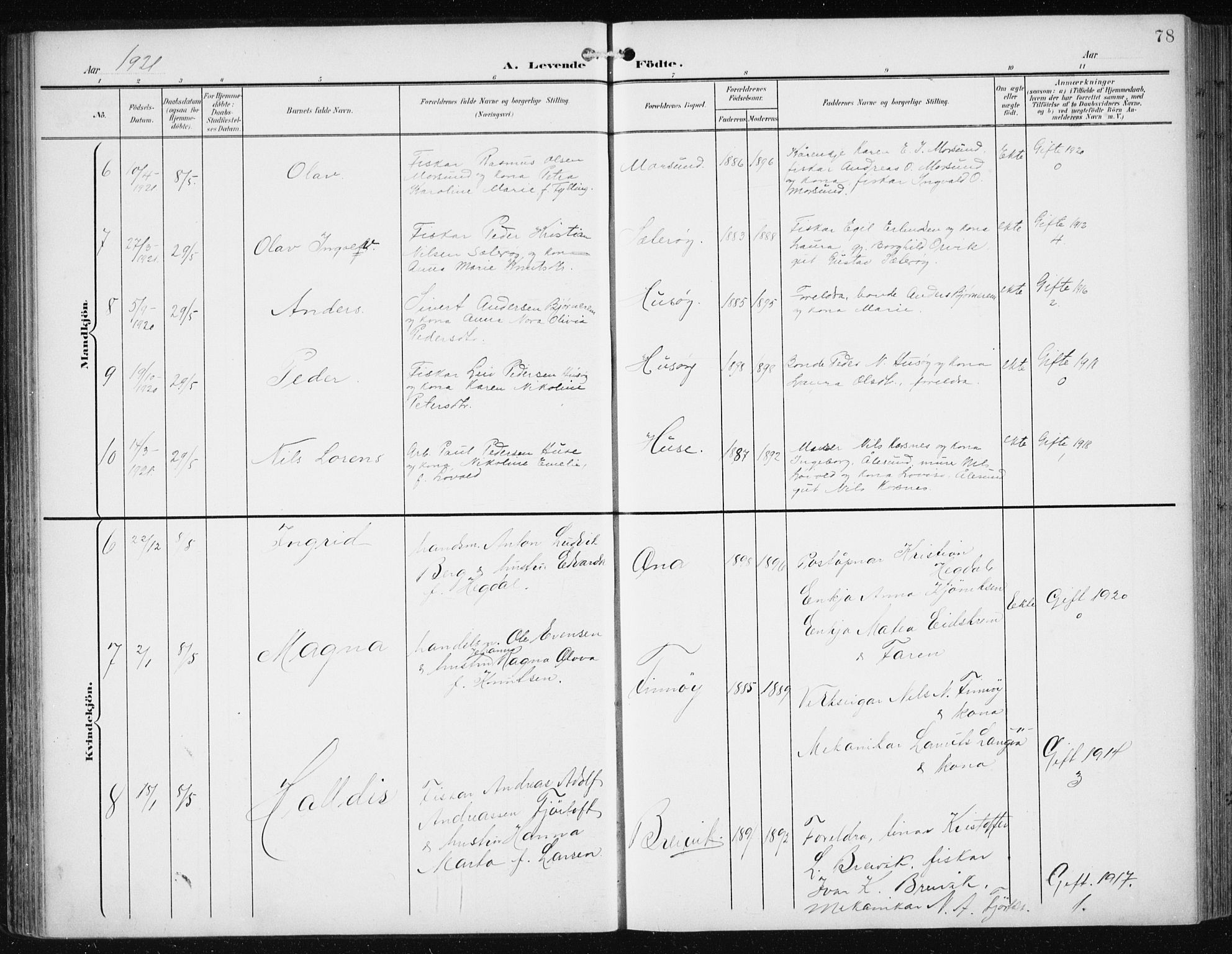 Ministerialprotokoller, klokkerbøker og fødselsregistre - Møre og Romsdal, AV/SAT-A-1454/561/L0733: Parish register (copy) no. 561C03, 1900-1940, p. 78