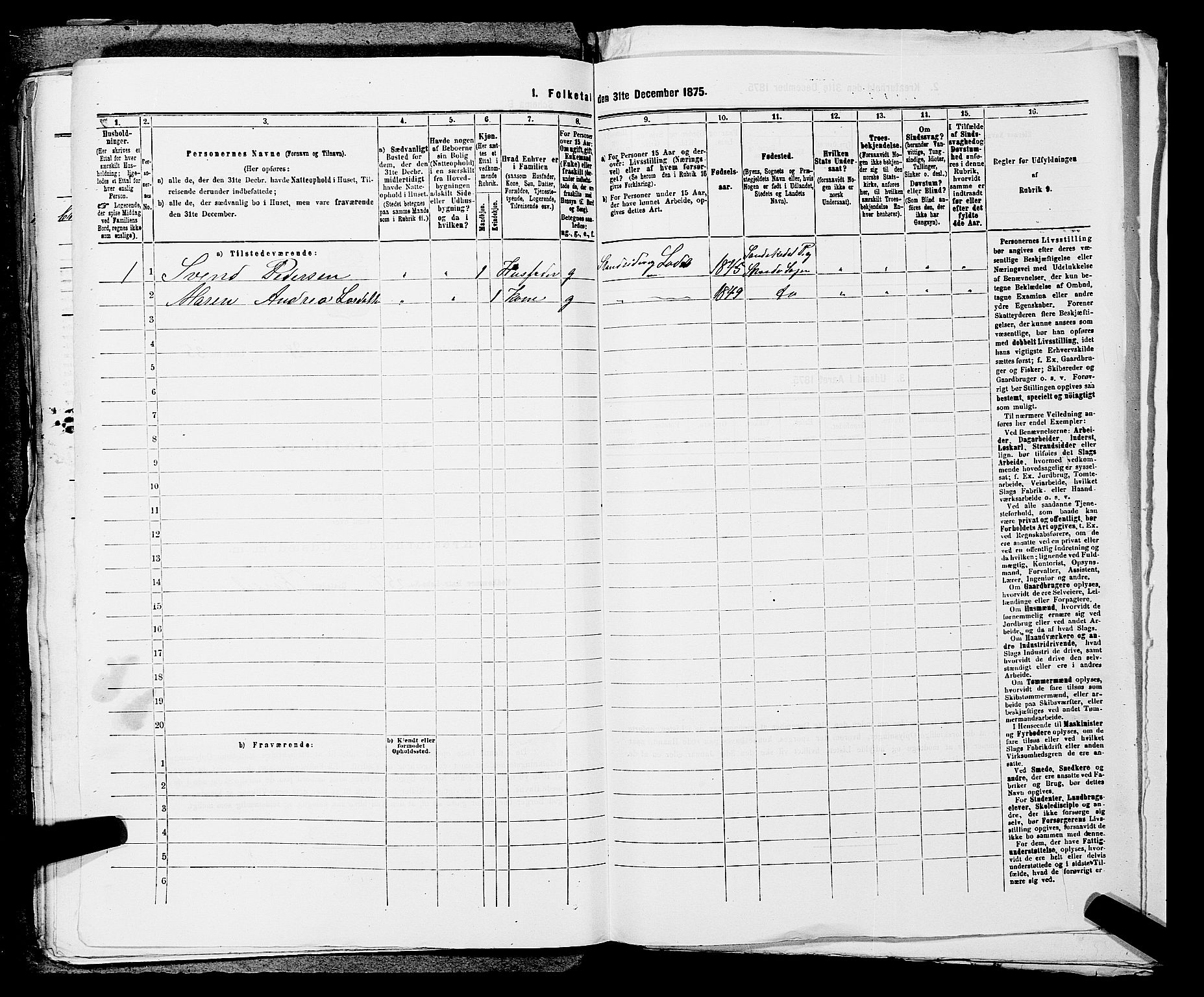 SAKO, 1875 census for 0816P Sannidal, 1875, p. 2229