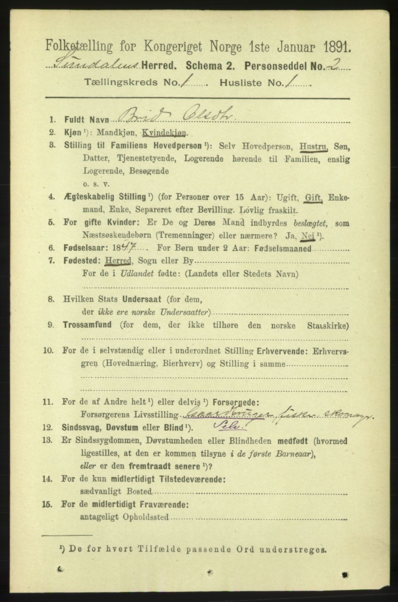 RA, 1891 census for 1563 Sunndal, 1891, p. 51