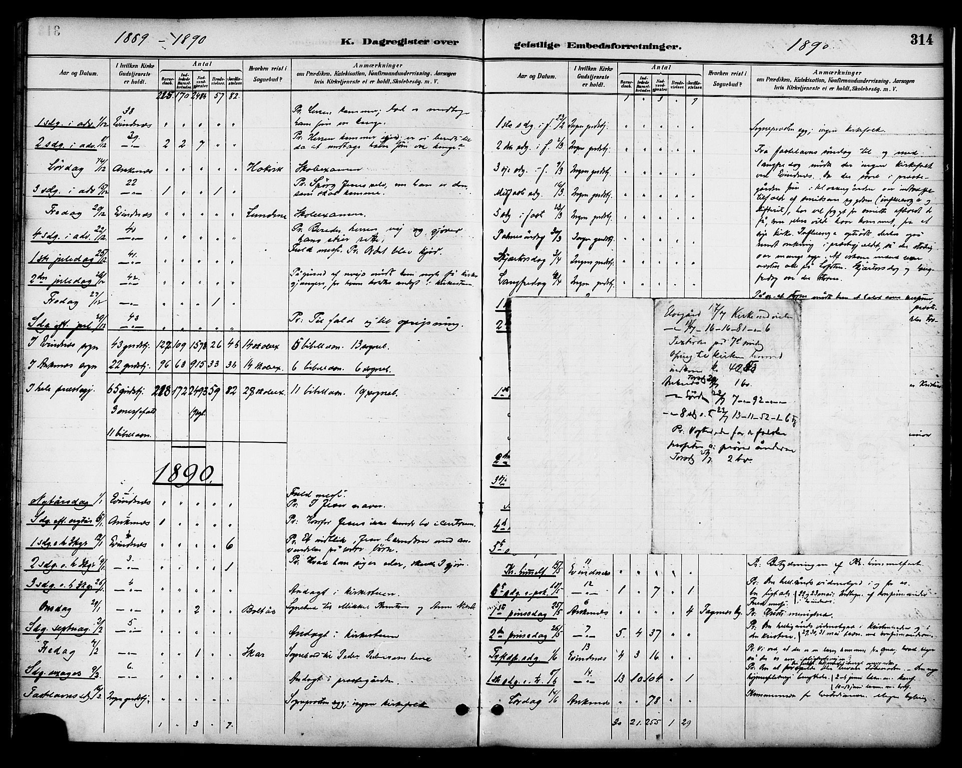 Ministerialprotokoller, klokkerbøker og fødselsregistre - Nordland, AV/SAT-A-1459/863/L0898: Parish register (official) no. 863A10, 1886-1897, p. 314