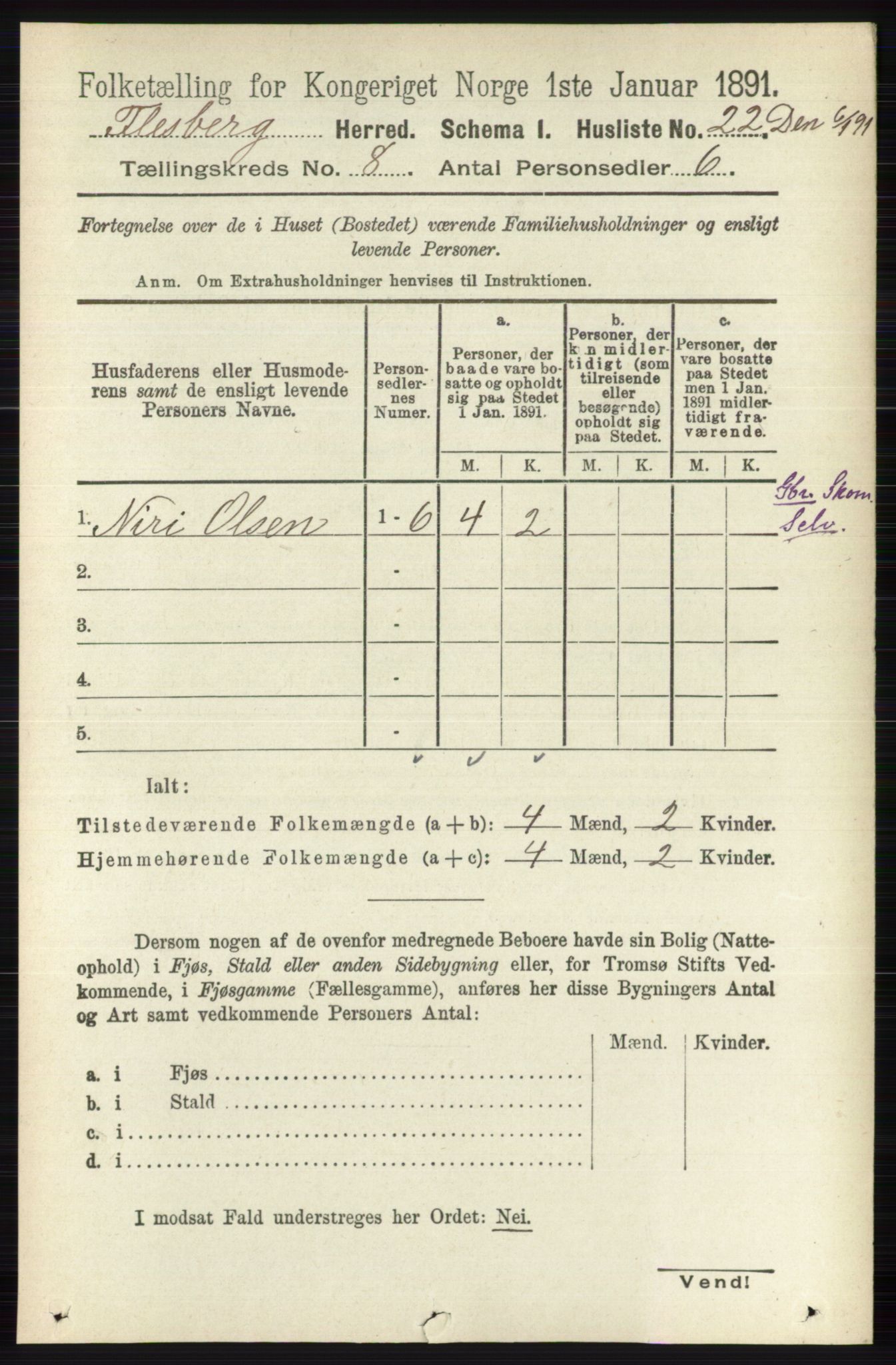 RA, 1891 census for 0631 Flesberg, 1891, p. 1357