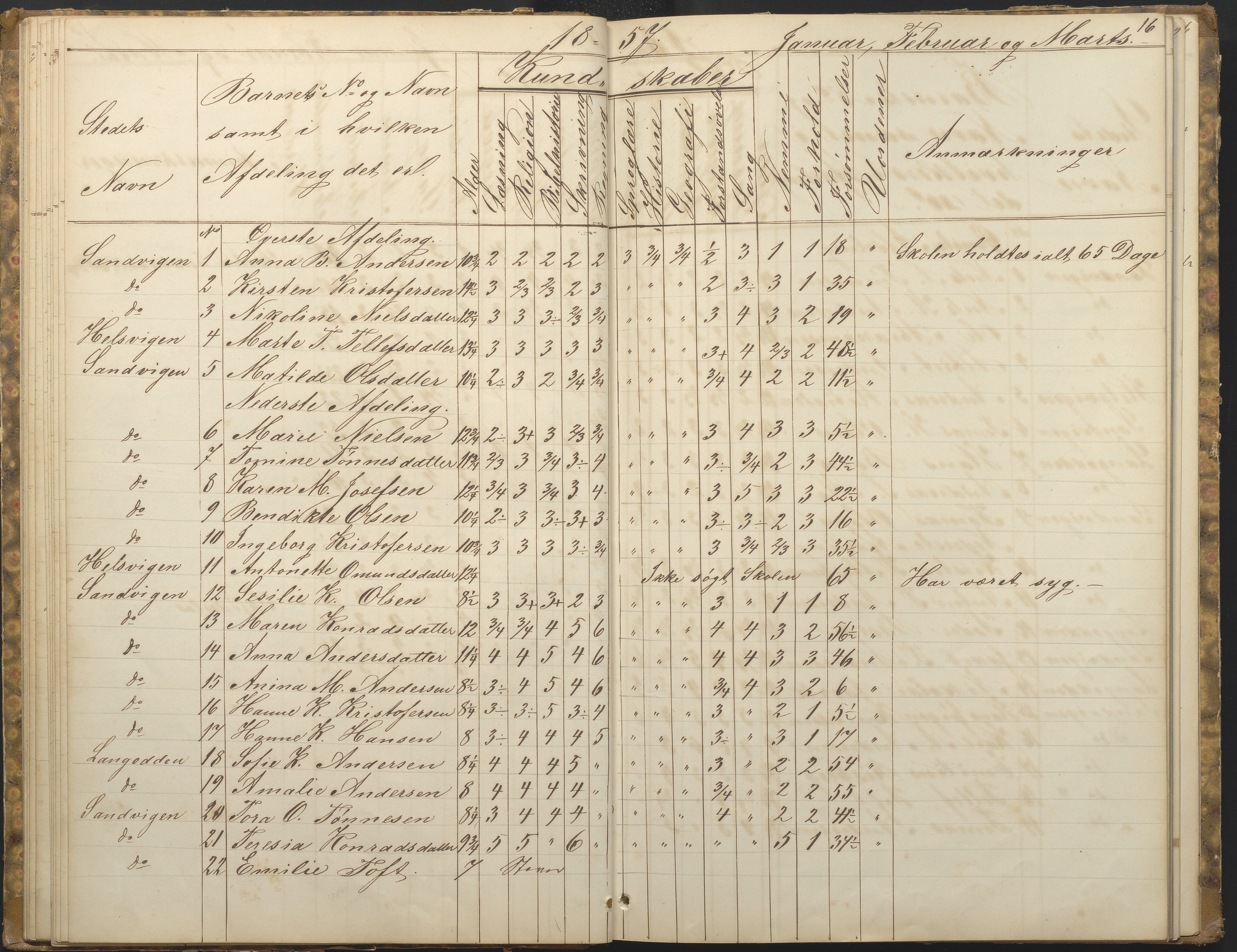 Hisøy kommune frem til 1991, AAKS/KA0922-PK/33/L0001: Skoleprotokoll, 1855-1863, p. 16