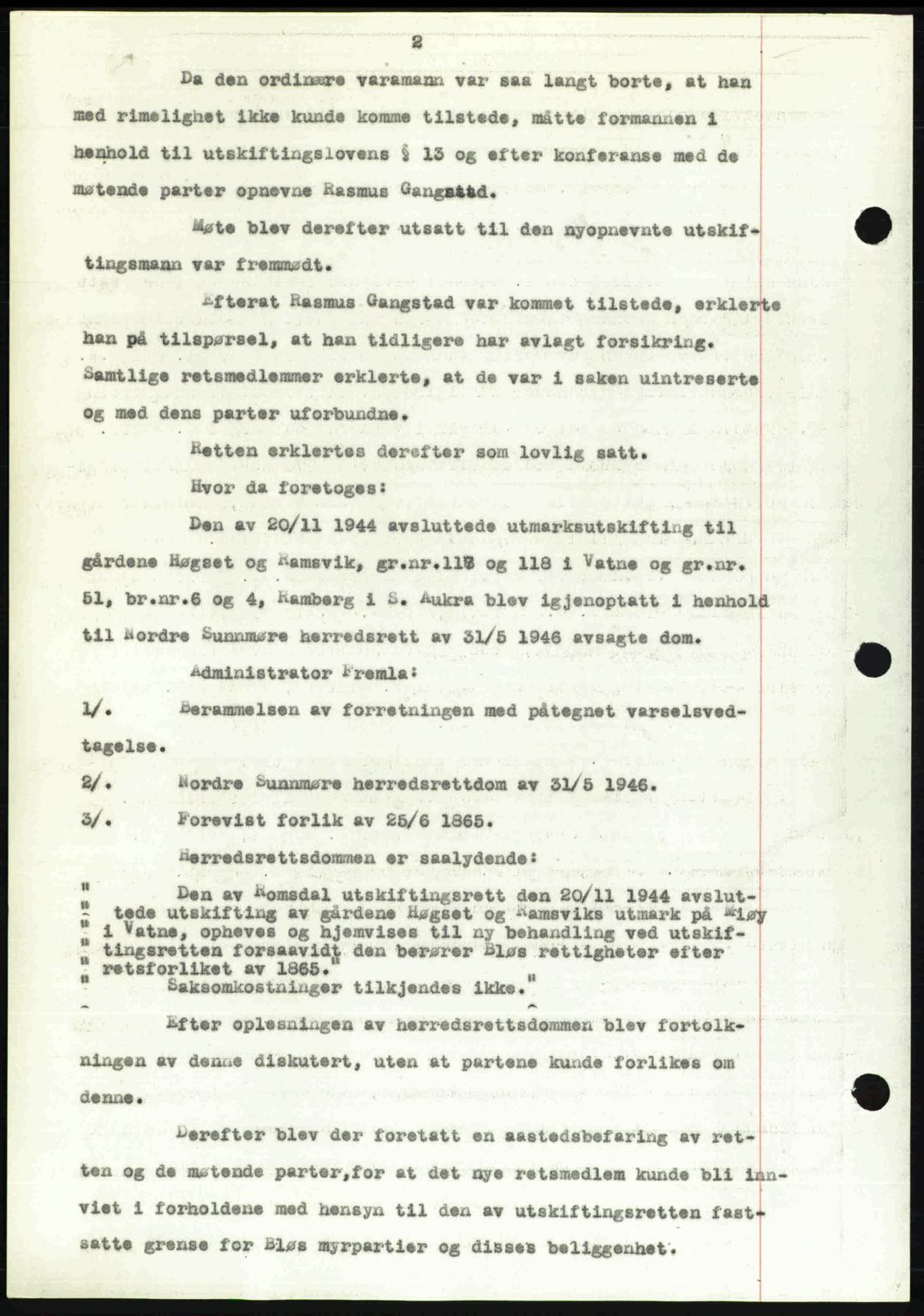 Romsdal sorenskriveri, AV/SAT-A-4149/1/2/2C: Mortgage book no. A21, 1946-1946, Diary no: : 2369/1946