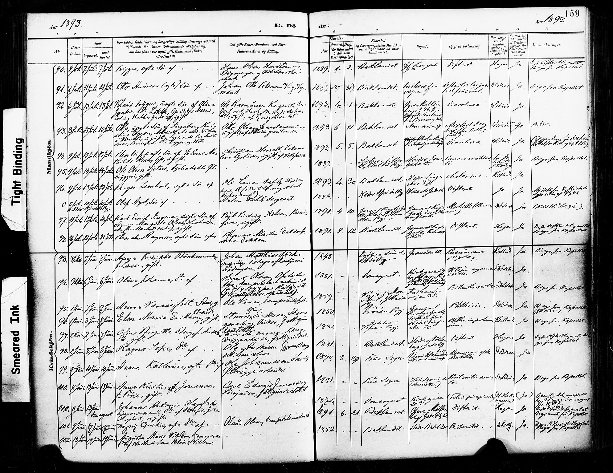 Ministerialprotokoller, klokkerbøker og fødselsregistre - Sør-Trøndelag, AV/SAT-A-1456/604/L0198: Parish register (official) no. 604A19, 1893-1900, p. 159