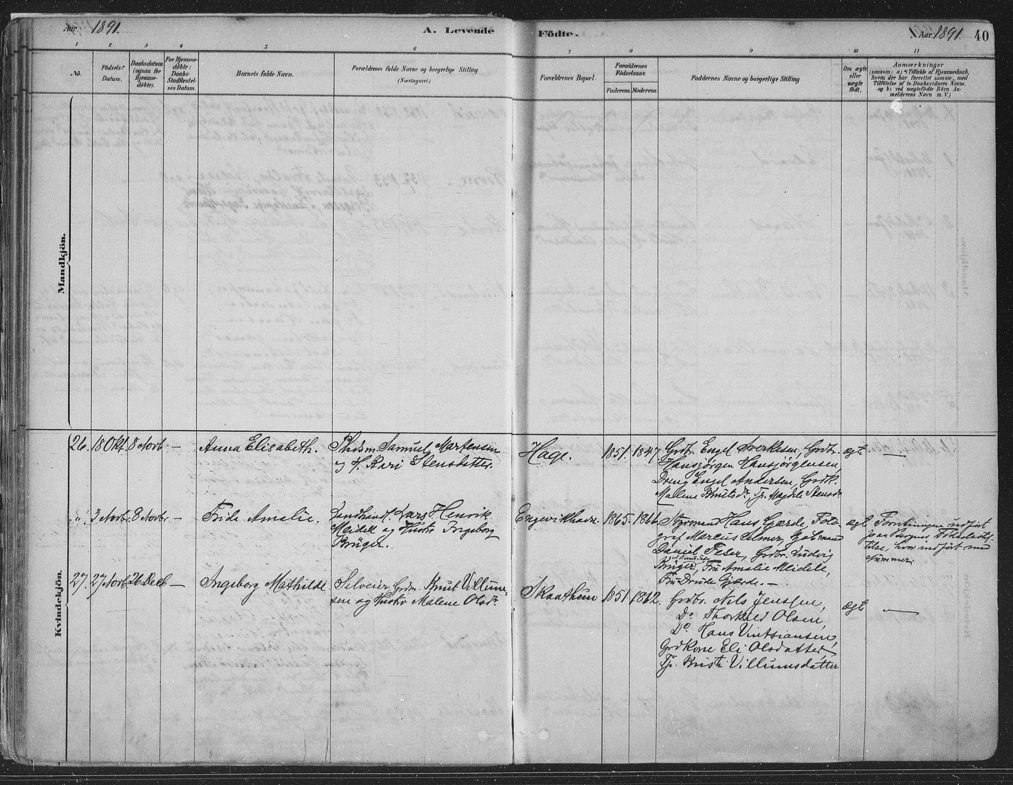 Fusa sokneprestembete, SAB/A-75401/H/Haa: Parish register (official) no. D 1, 1880-1938, p. 40