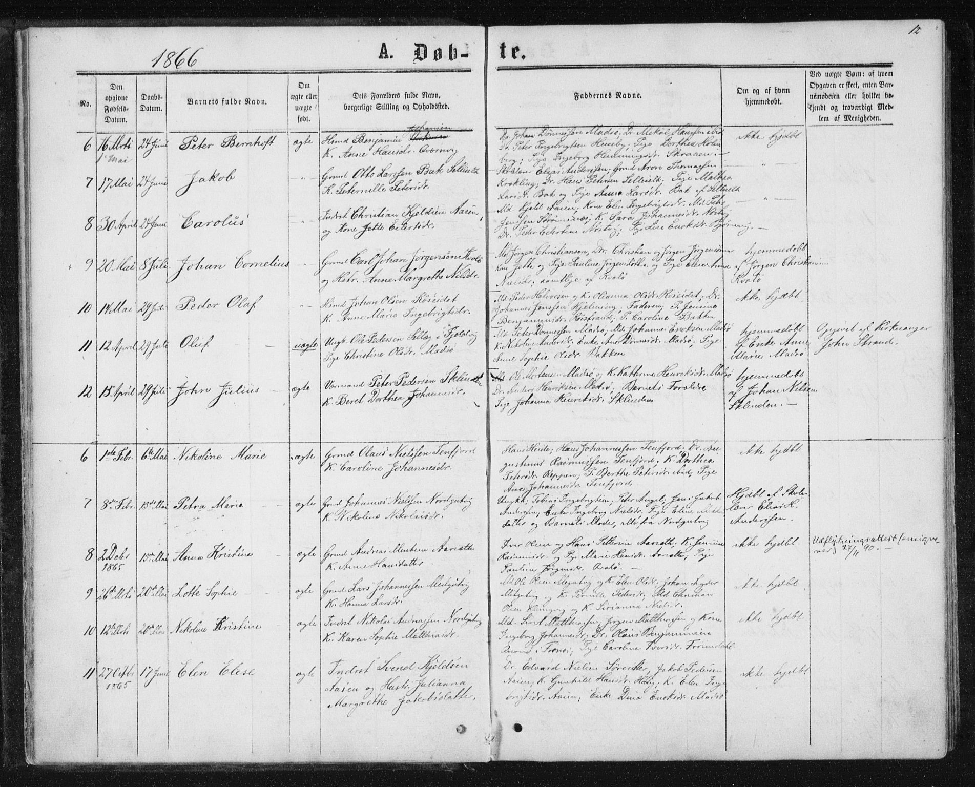 Ministerialprotokoller, klokkerbøker og fødselsregistre - Nord-Trøndelag, SAT/A-1458/788/L0696: Parish register (official) no. 788A03, 1863-1877, p. 12