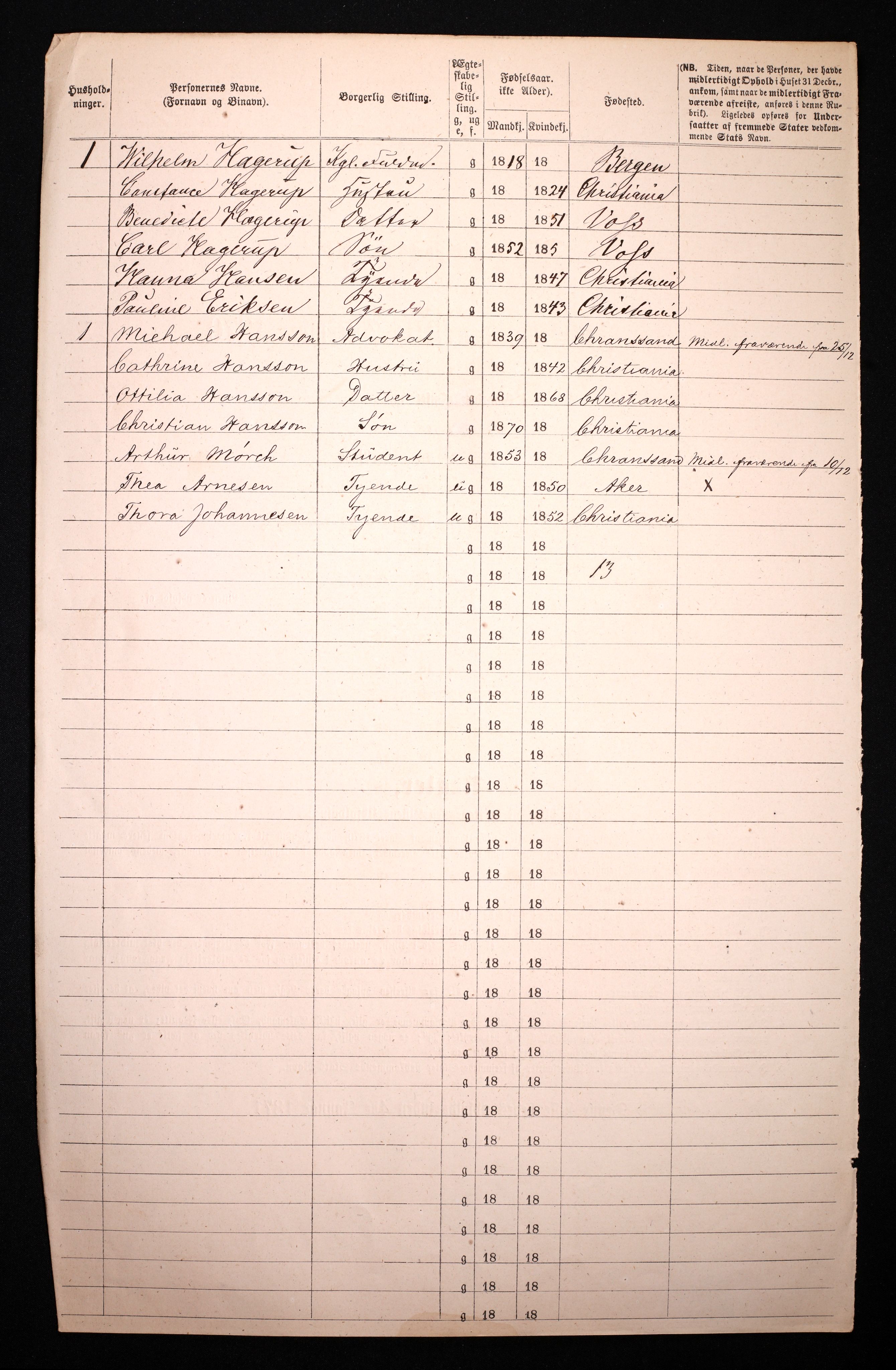 RA, 1870 census for 0301 Kristiania, 1870, p. 3459