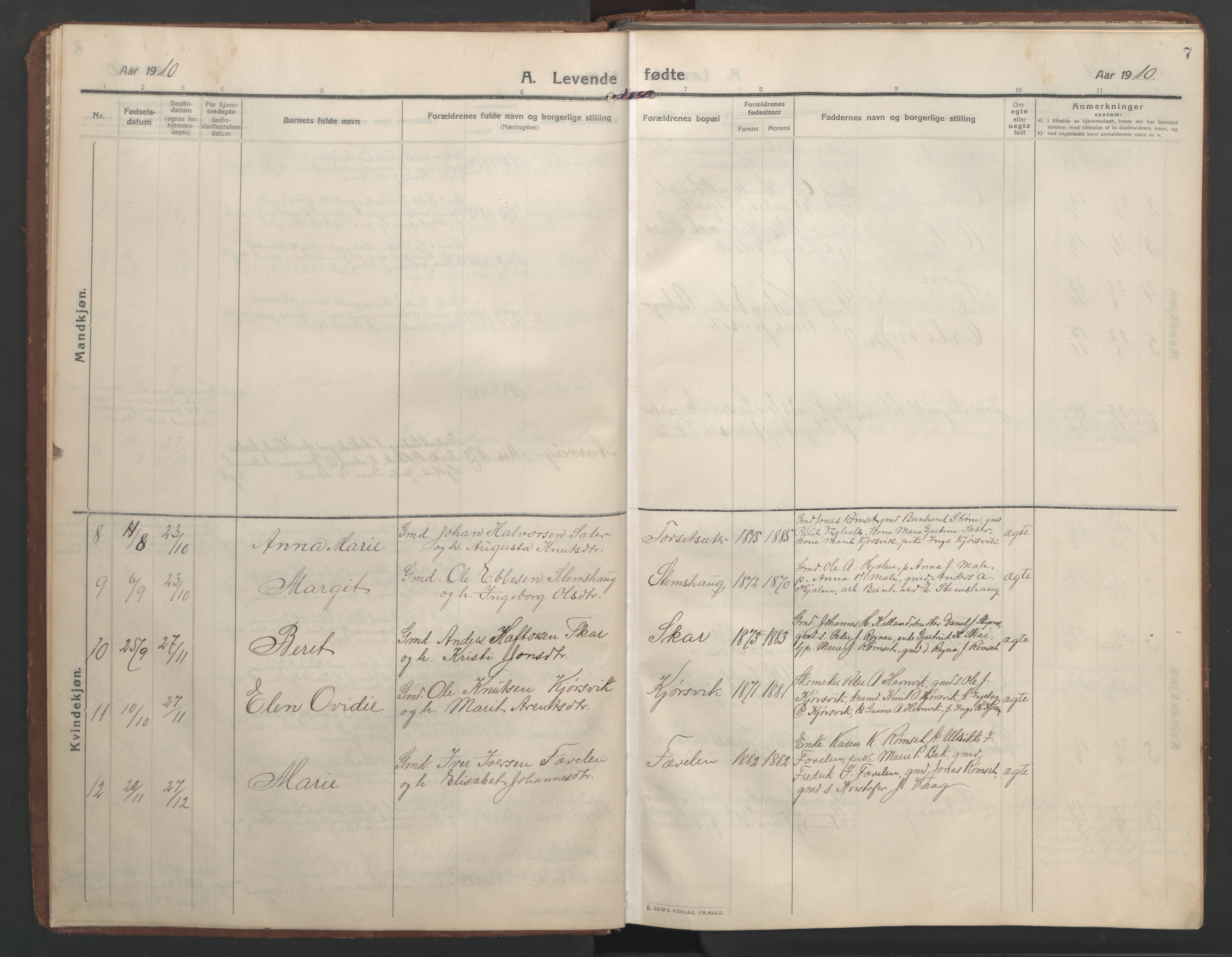 Ministerialprotokoller, klokkerbøker og fødselsregistre - Møre og Romsdal, AV/SAT-A-1454/579/L0919: Parish register (copy) no. 579C01, 1909-1957, p. 7