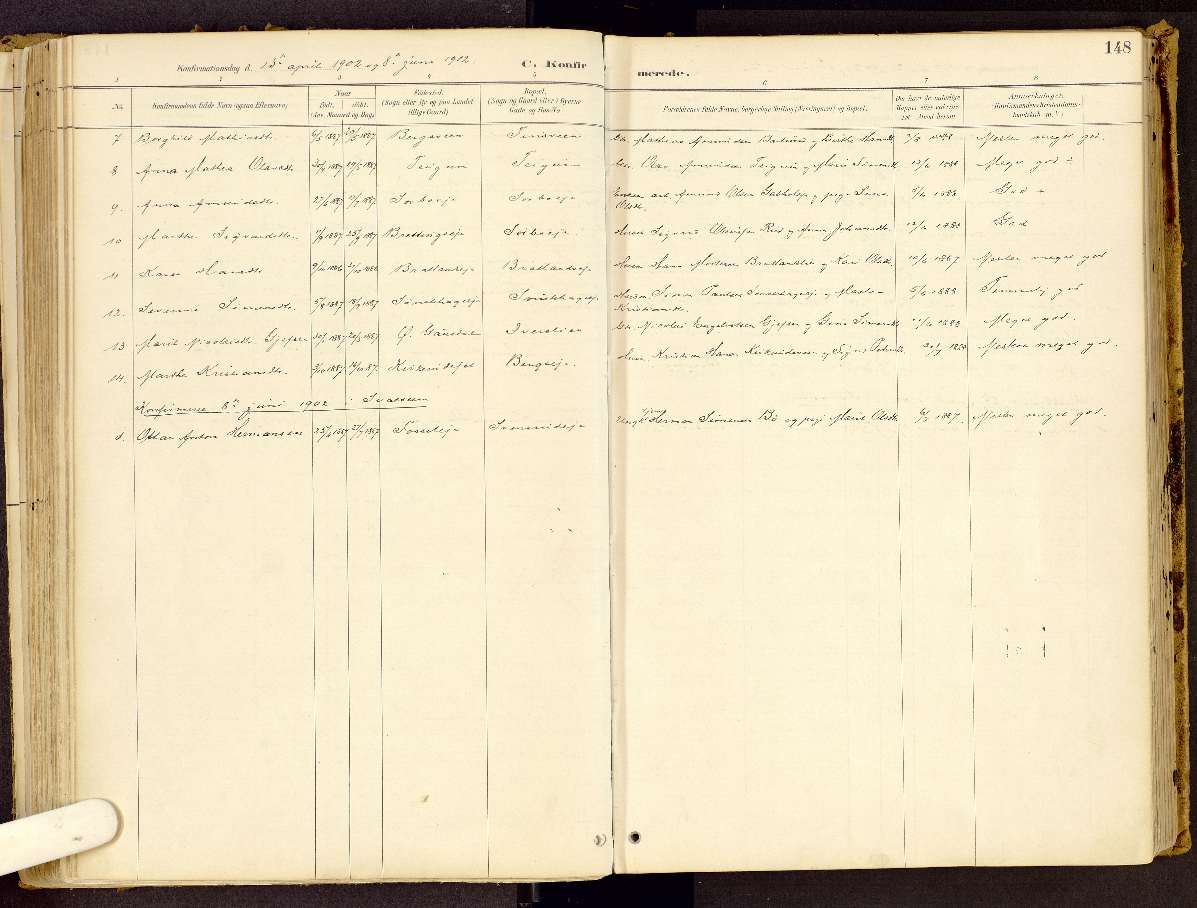 Vestre Gausdal prestekontor, SAH/PREST-094/H/Ha/Haa/L0001: Parish register (official) no. 1, 1887-1914, p. 148