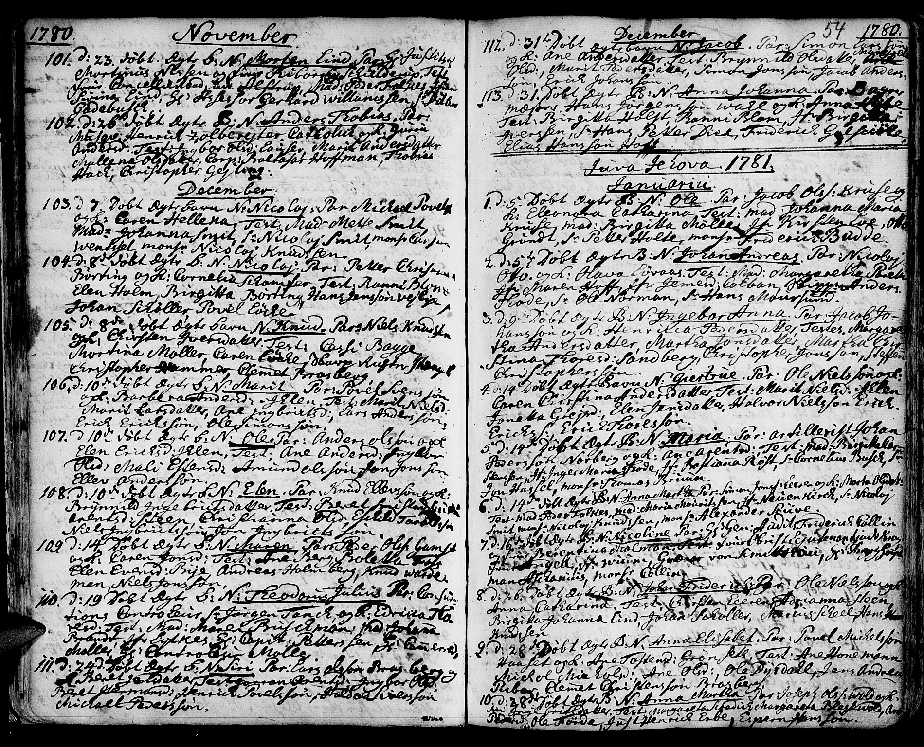 Ministerialprotokoller, klokkerbøker og fødselsregistre - Sør-Trøndelag, SAT/A-1456/601/L0039: Parish register (official) no. 601A07, 1770-1819, p. 54