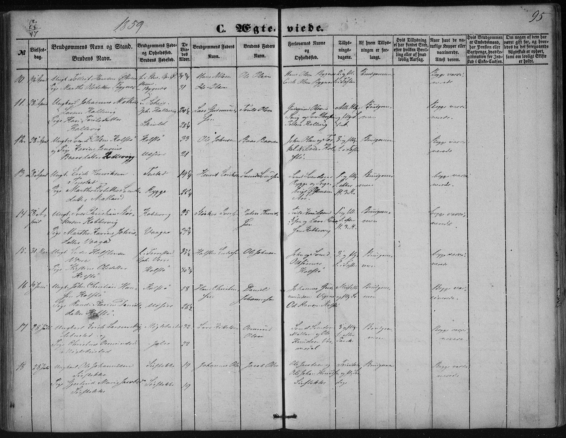Avaldsnes sokneprestkontor, SAST/A -101851/H/Ha/Haa/L0009: Parish register (official) no. A 9, 1853-1865, p. 95