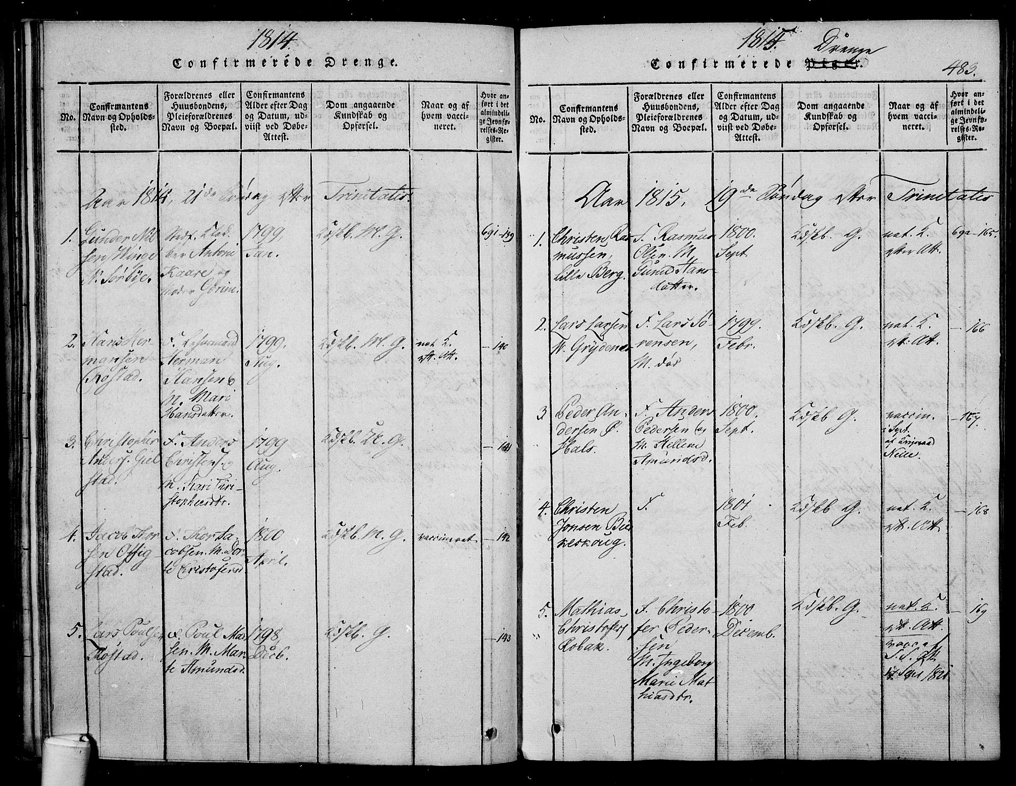 Våle kirkebøker, SAKO/A-334/F/Fa/L0007: Parish register (official) no. I 7, 1814-1824, p. 482-483