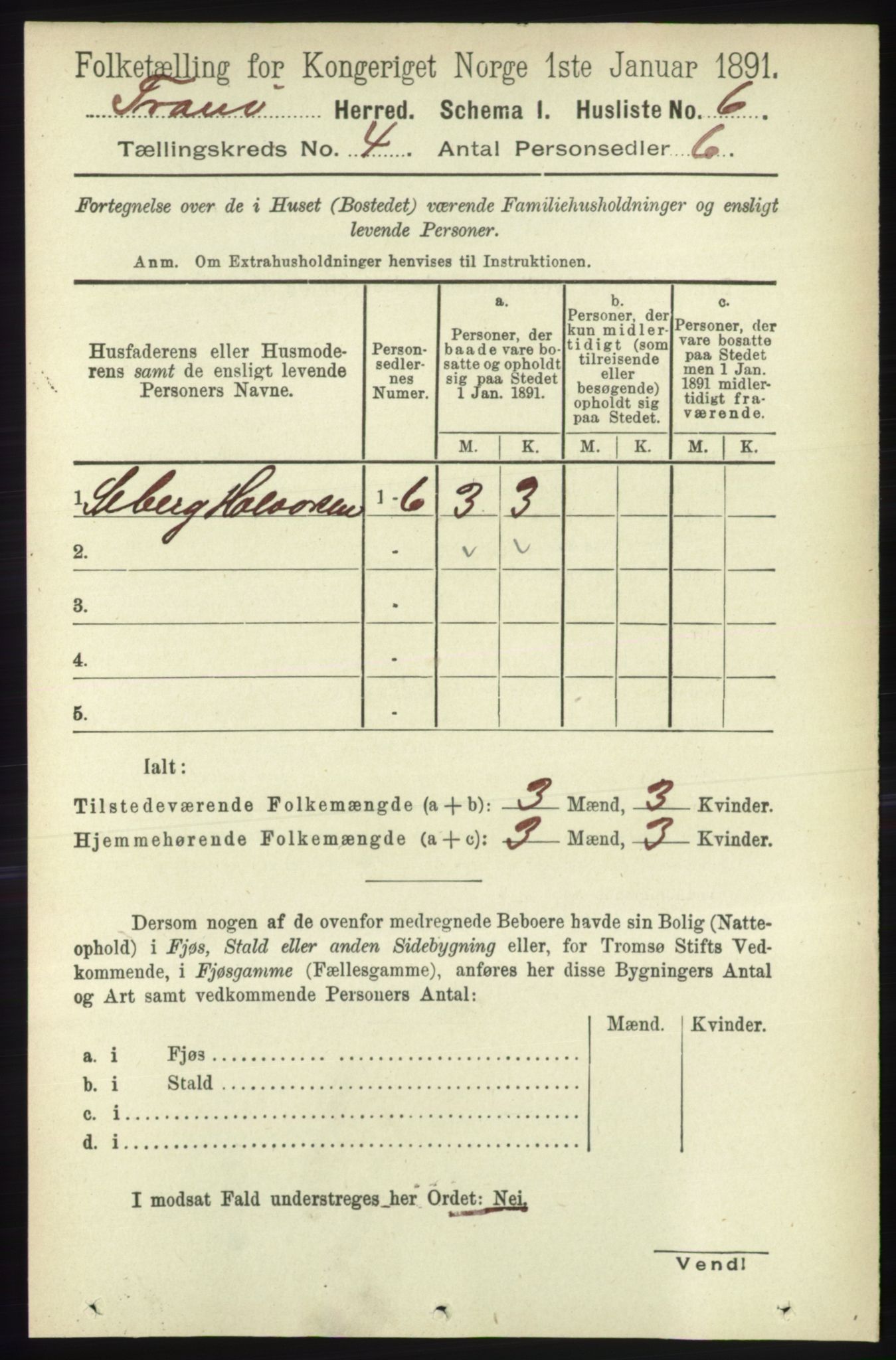 RA, 1891 census for 1927 Tranøy, 1891, p. 1389