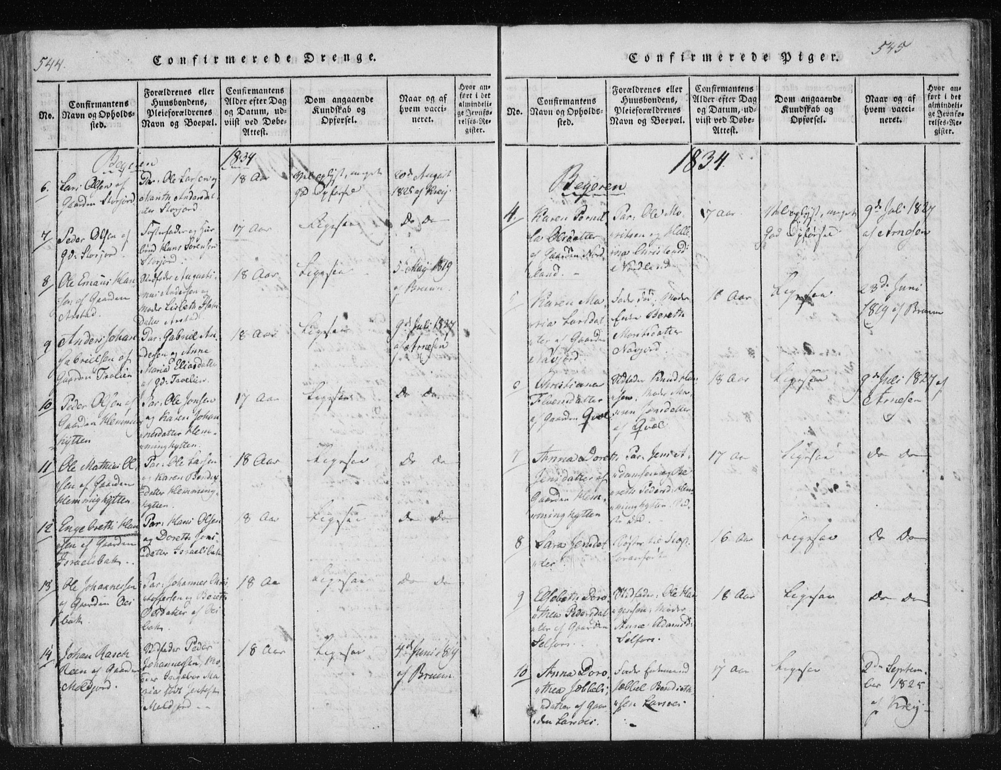 Ministerialprotokoller, klokkerbøker og fødselsregistre - Nordland, AV/SAT-A-1459/805/L0096: Parish register (official) no. 805A03, 1820-1837, p. 544-545