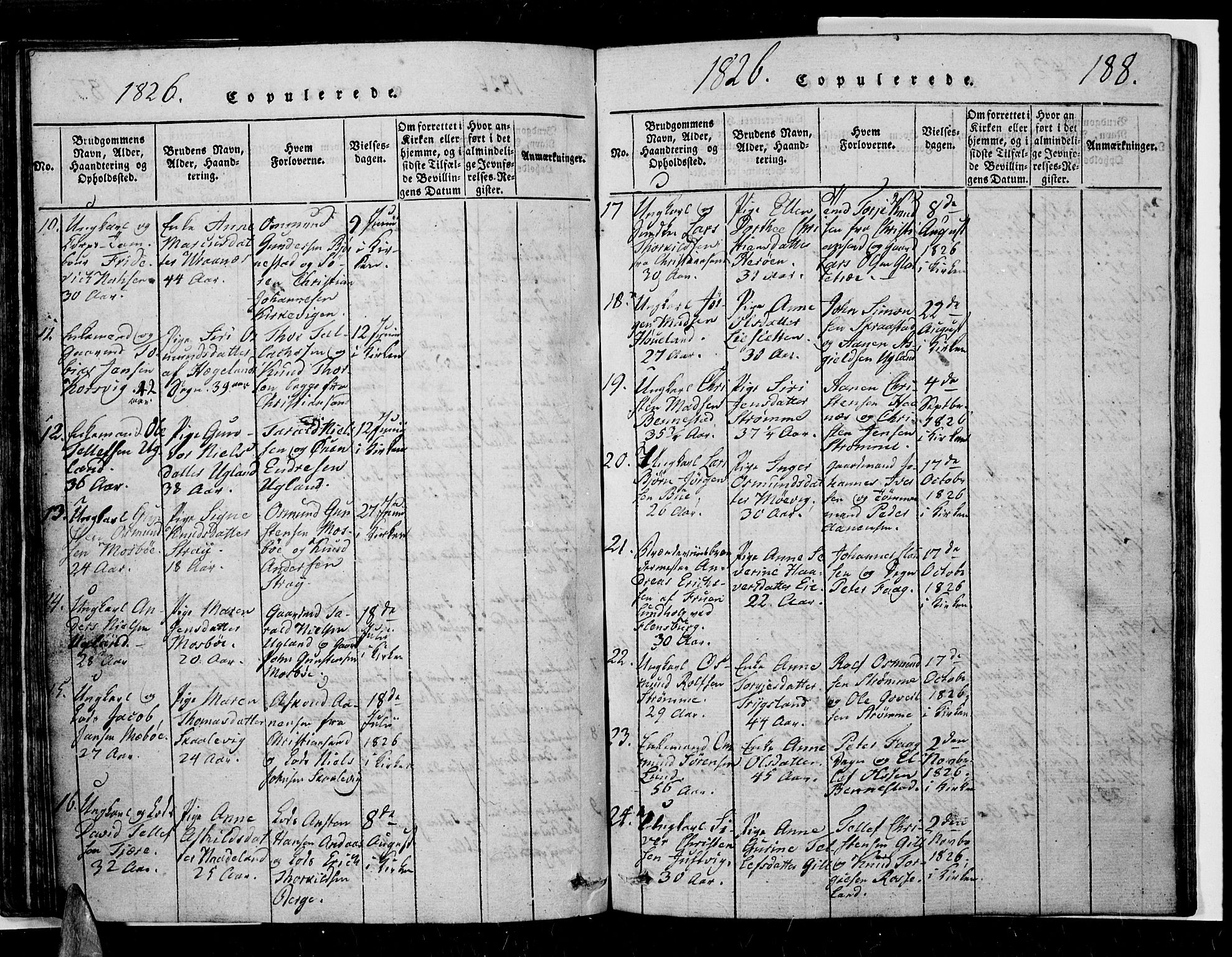 Oddernes sokneprestkontor, AV/SAK-1111-0033/F/Fb/Fba/L0003: Parish register (copy) no. B 3, 1820-1838, p. 188