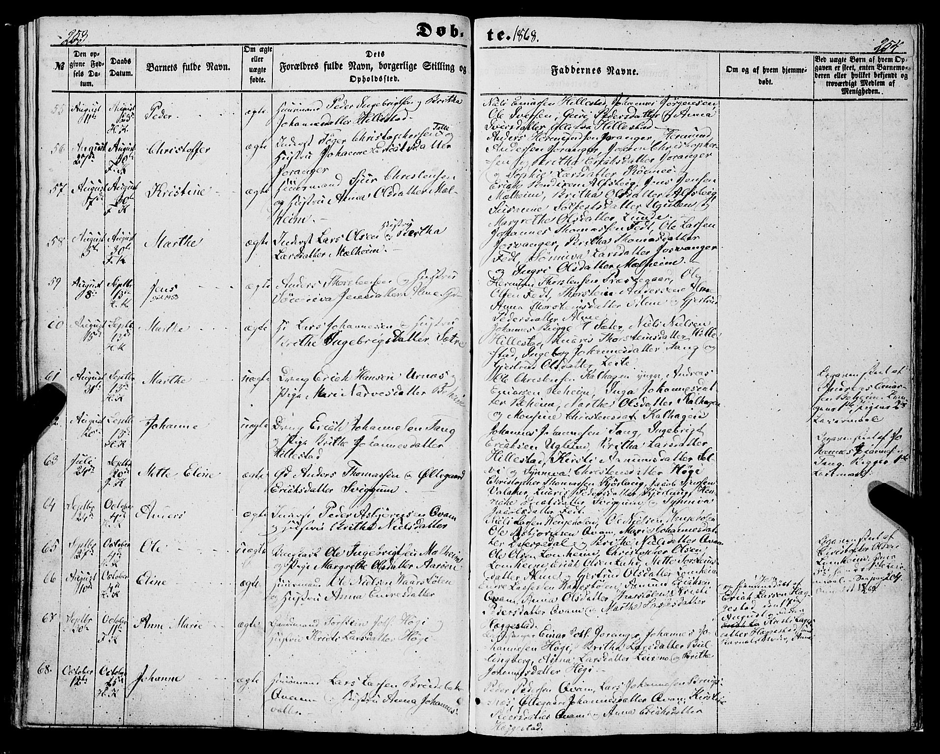 Hafslo sokneprestembete, AV/SAB-A-80301/H/Haa/Haaa/L0009: Parish register (official) no. A 9, 1852-1873, p. 253-254