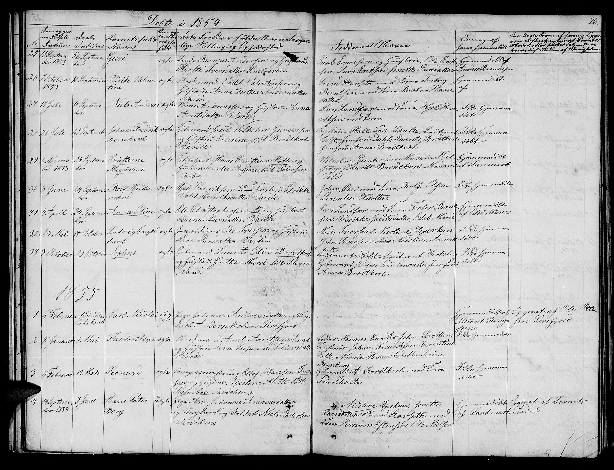 Vardø sokneprestkontor, SATØ/S-1332/H/Hb/L0001klokker: Parish register (copy) no. 1, 1844-1861, p. 26