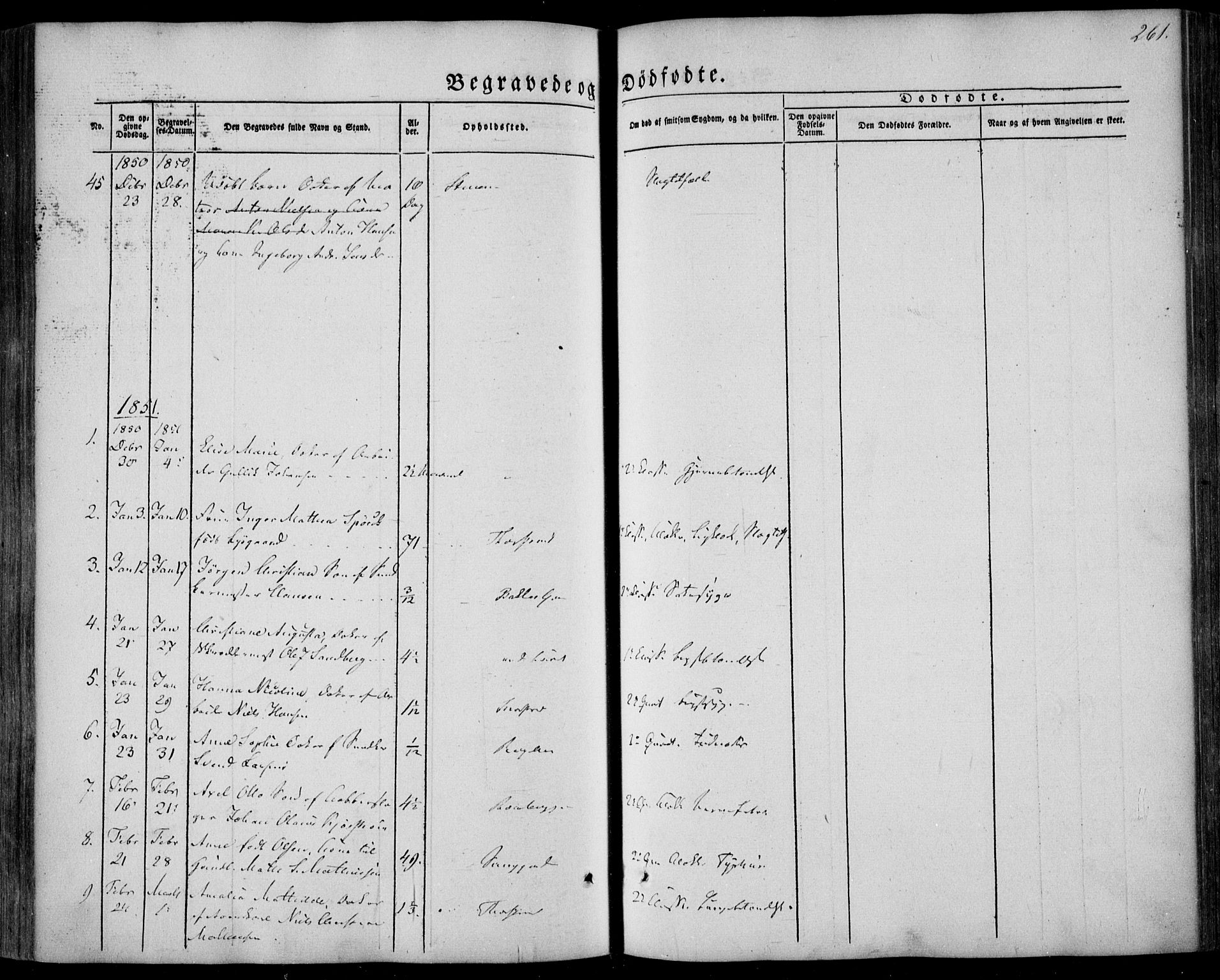 Larvik kirkebøker, SAKO/A-352/F/Fa/L0003: Parish register (official) no. I 3, 1848-1856, p. 261