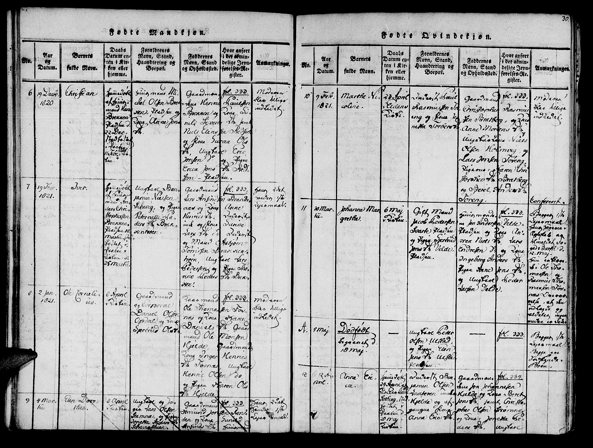 Ministerialprotokoller, klokkerbøker og fødselsregistre - Nord-Trøndelag, SAT/A-1458/741/L0387: Parish register (official) no. 741A03 /1, 1817-1822, p. 30