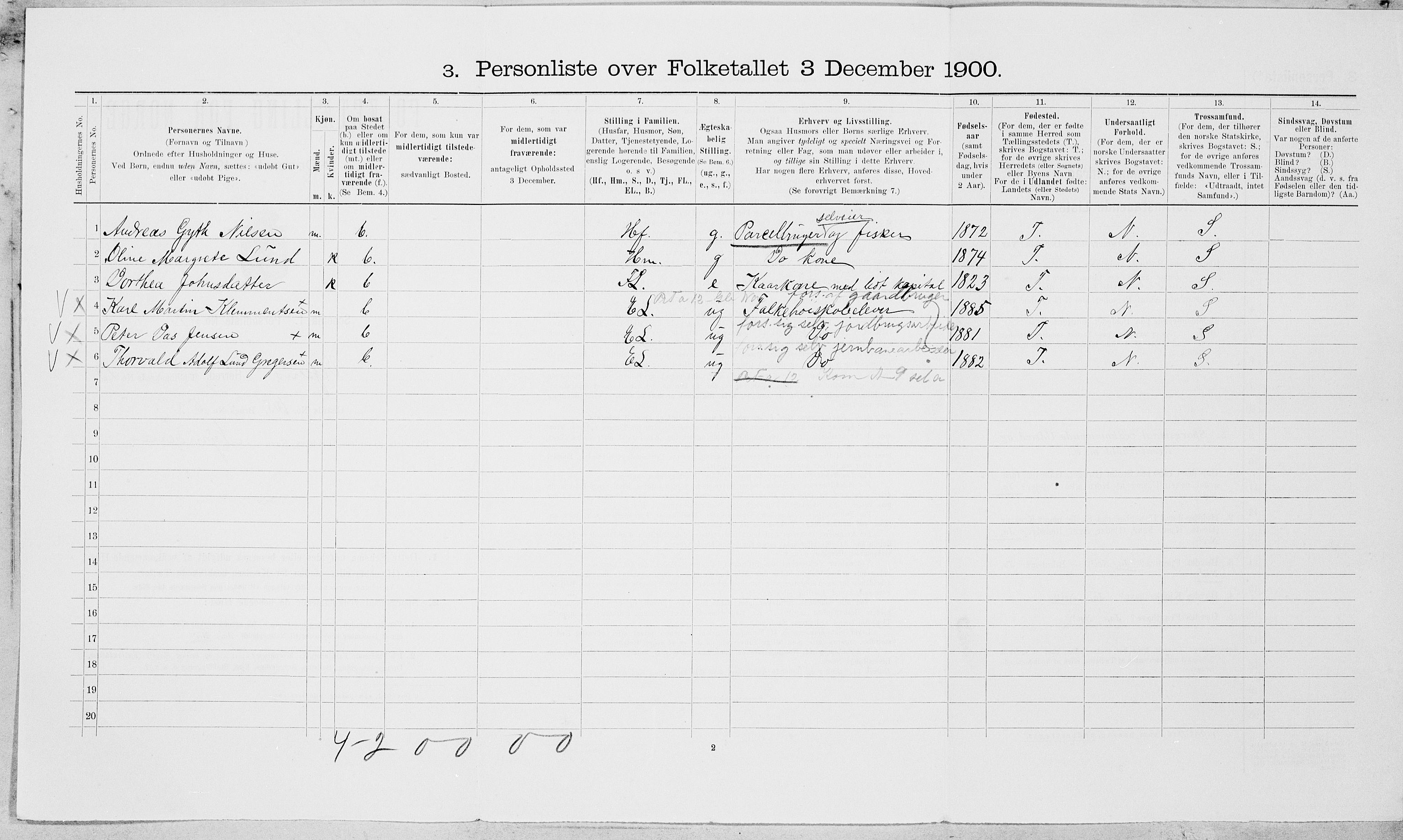 SAT, 1900 census for Vefsn, 1900, p. 1353