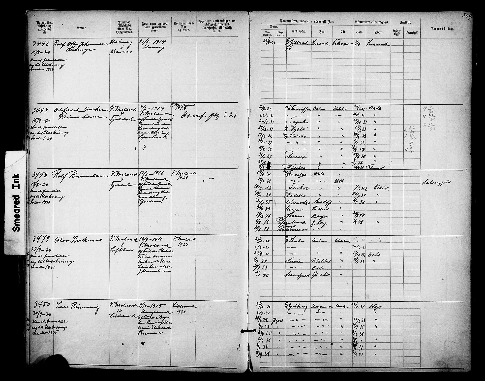 Lillesand mønstringskrets, AV/SAK-2031-0014/F/Fa/L0003: Annotasjonsrulle nr 1911-3489 med register, W-9, 1891-1932, p. 353