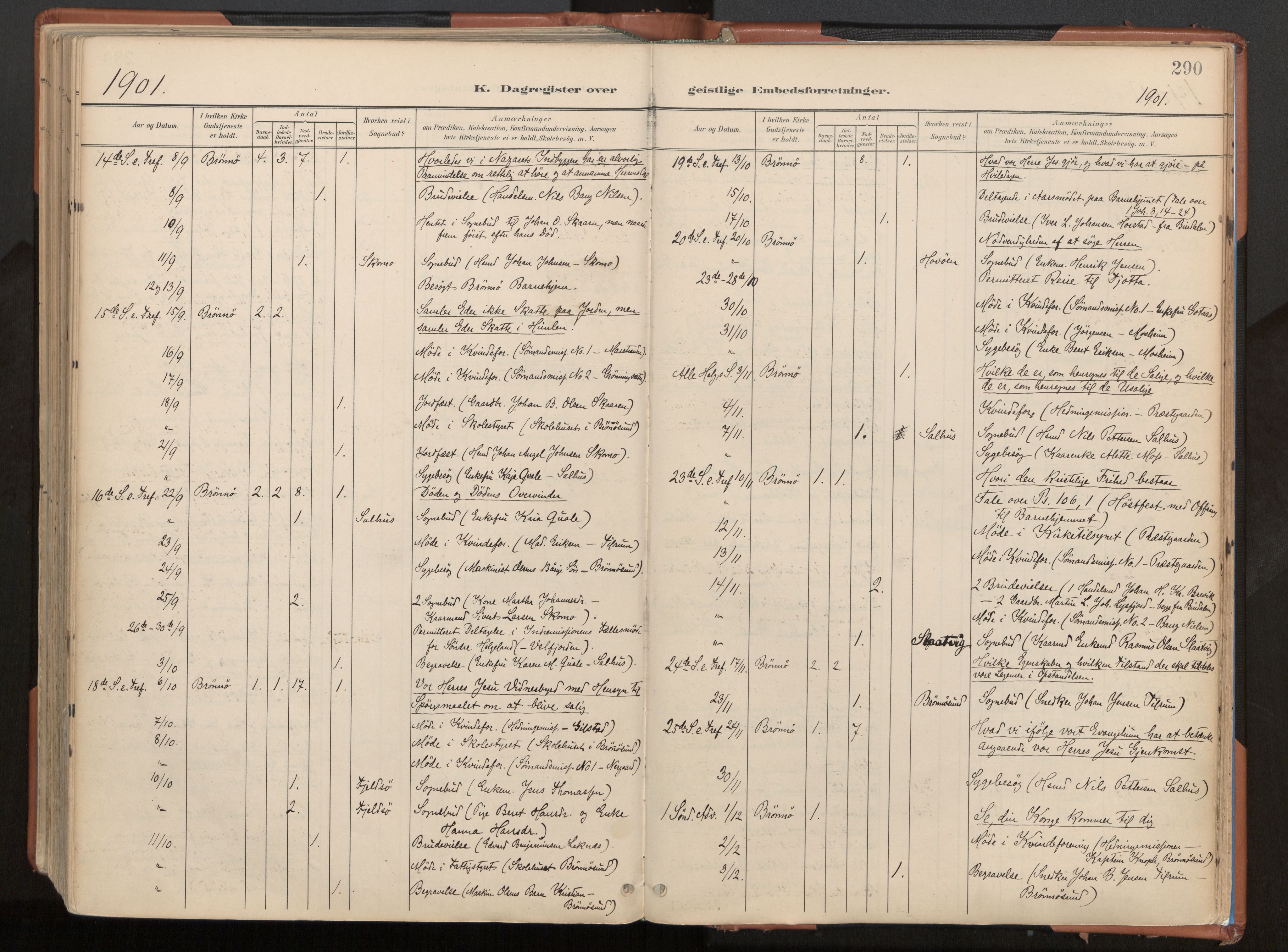 Ministerialprotokoller, klokkerbøker og fødselsregistre - Nordland, AV/SAT-A-1459/813/L0201: Parish register (official) no. 813A11, 1901-1918, p. 290