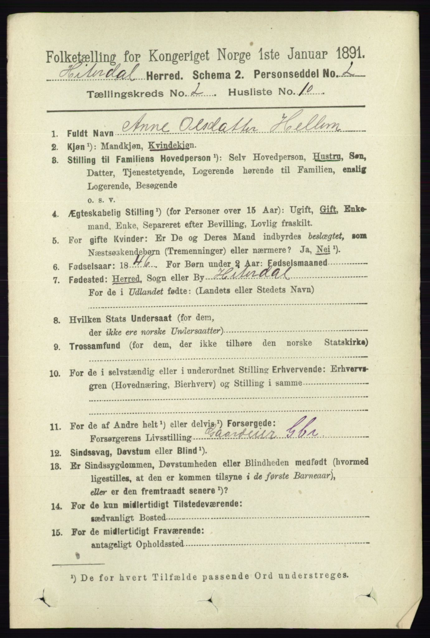 RA, 1891 census for 0823 Heddal, 1891, p. 630