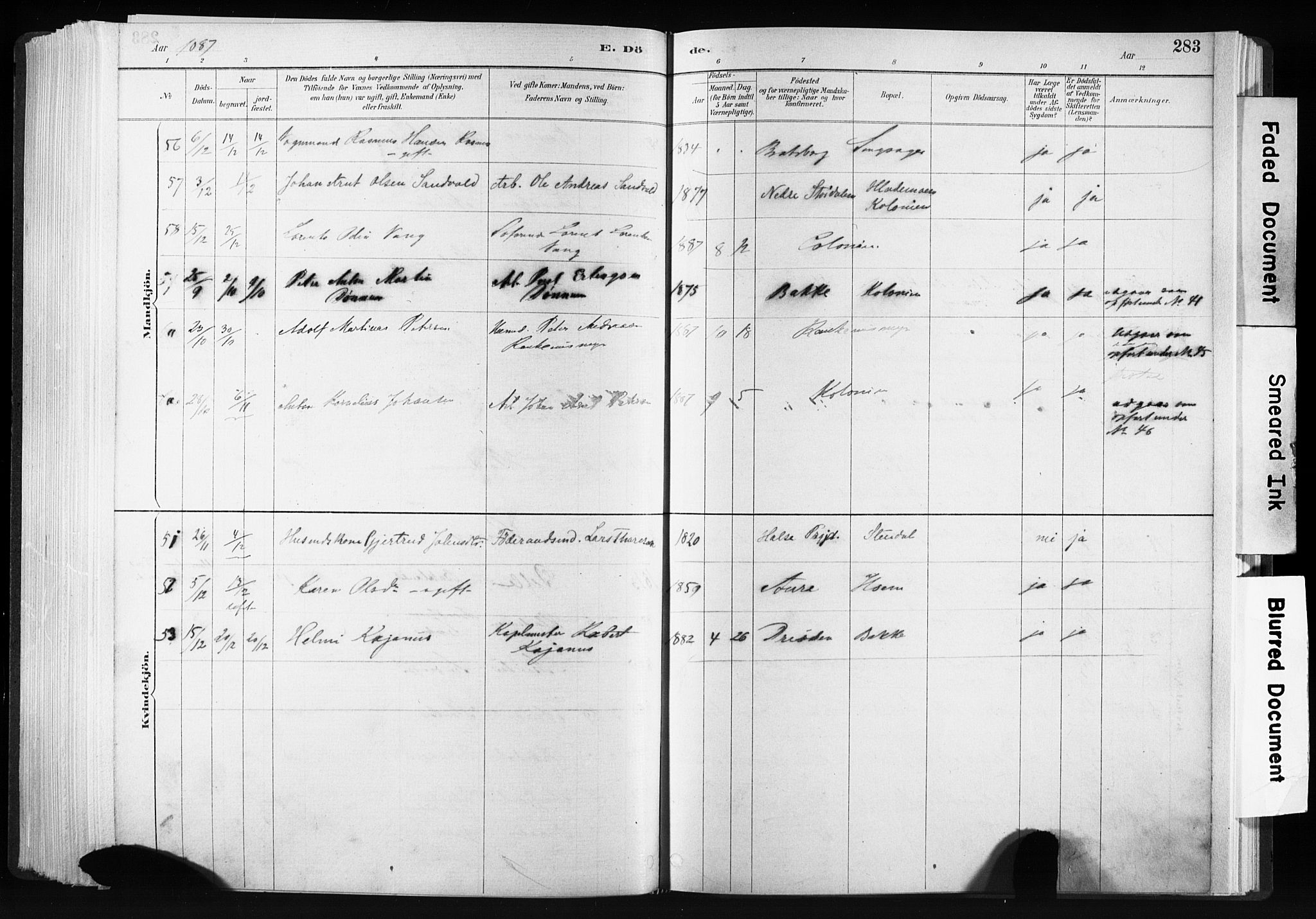Ministerialprotokoller, klokkerbøker og fødselsregistre - Sør-Trøndelag, SAT/A-1456/606/L0300: Parish register (official) no. 606A15, 1886-1893, p. 283