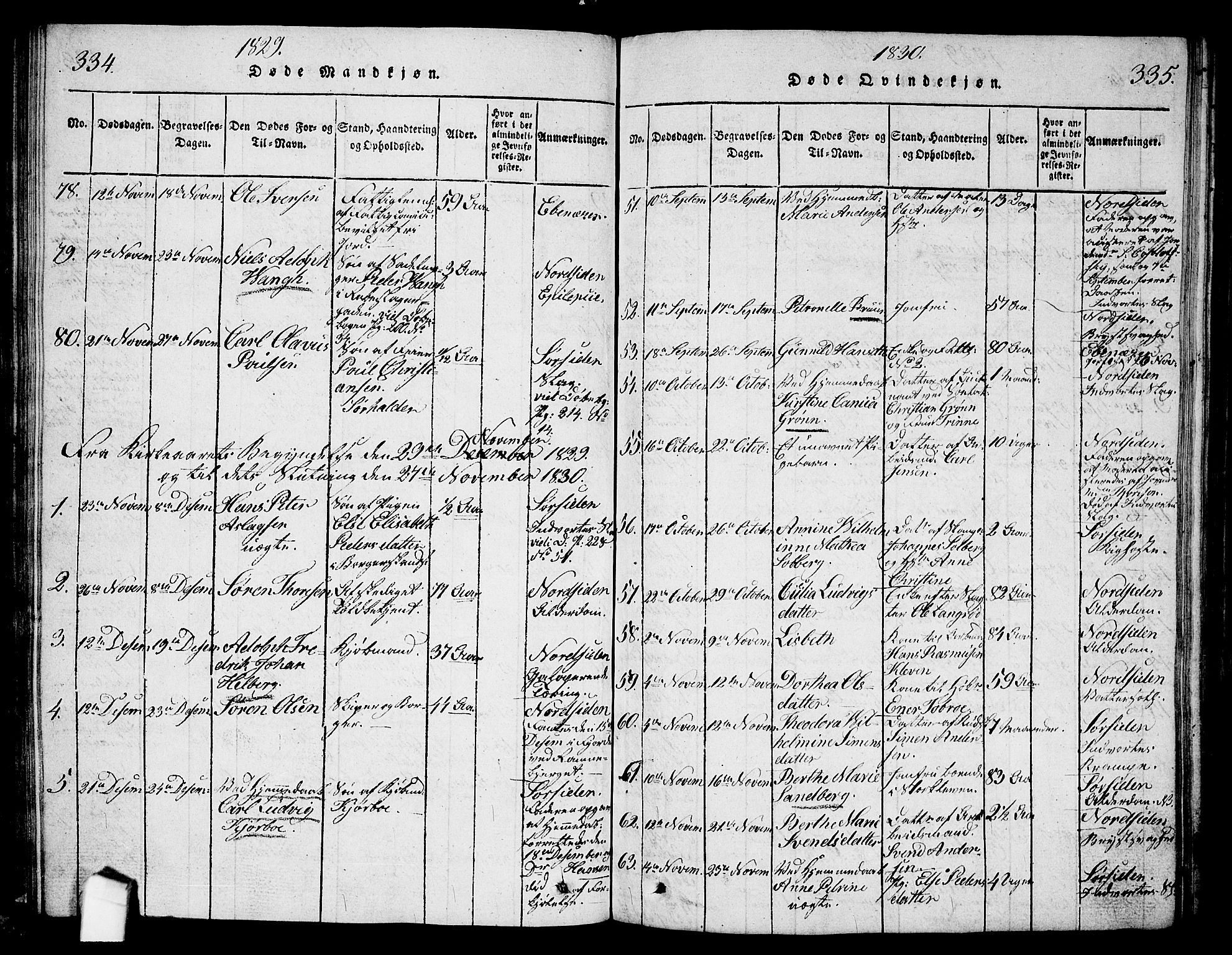 Halden prestekontor Kirkebøker, SAO/A-10909/G/Ga/L0001: Parish register (copy) no. 1, 1815-1833, p. 334-335