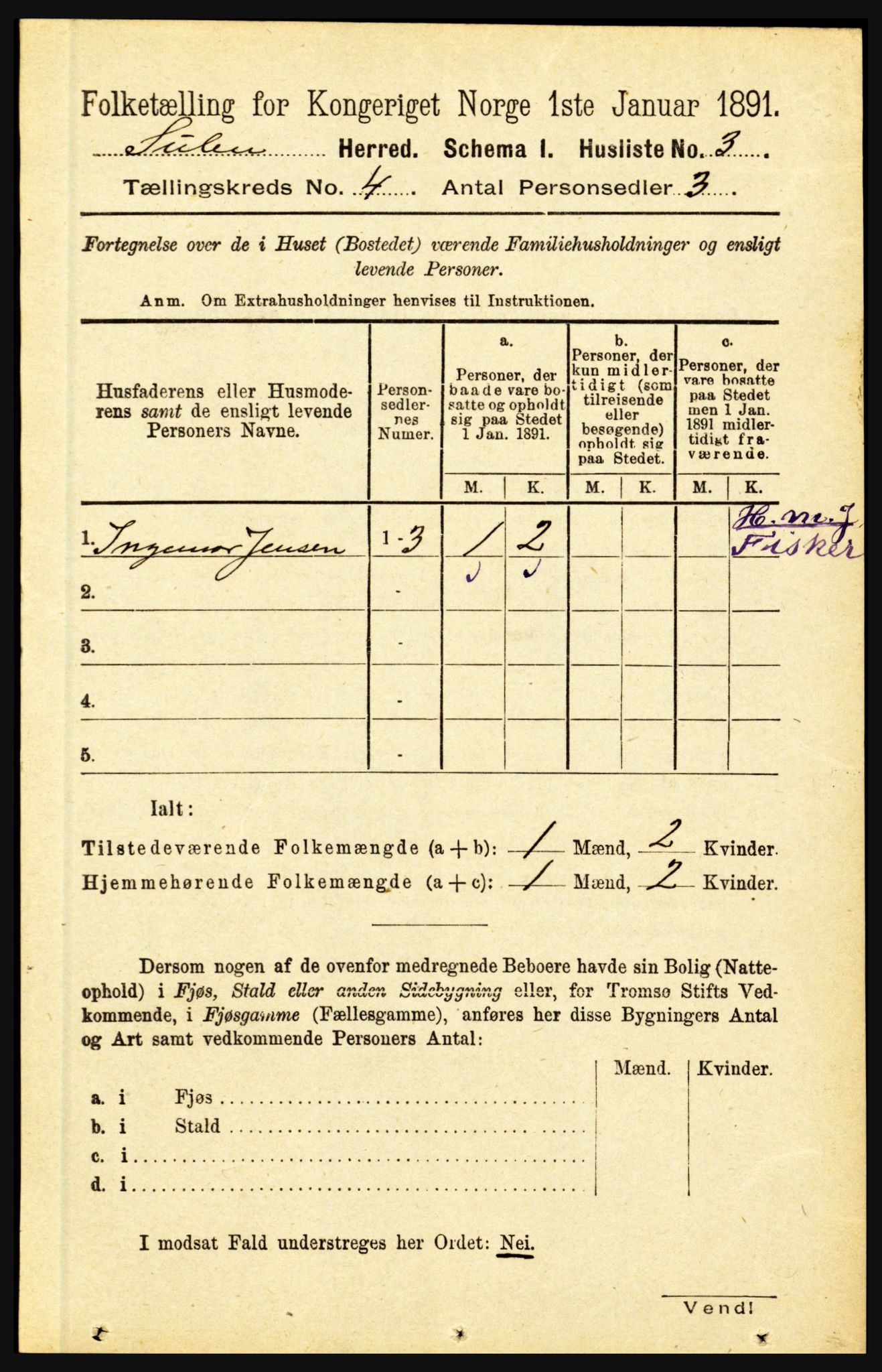 RA, 1891 census for 1412 Solund, 1891, p. 1533