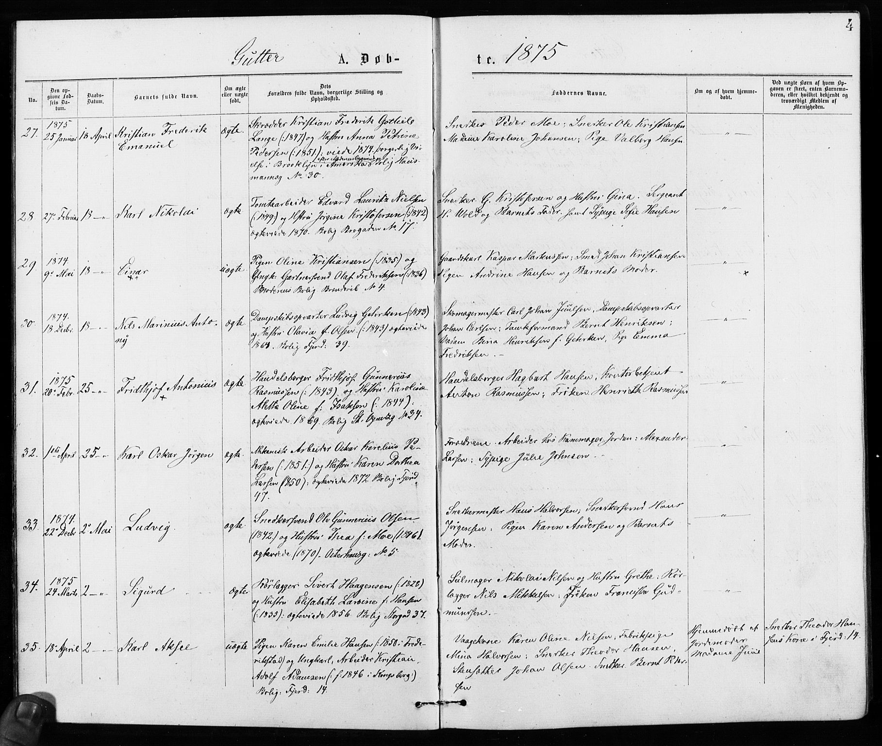 Jakob prestekontor Kirkebøker, SAO/A-10850/F/Fa/L0001: Parish register (official) no. 1, 1875-1924, p. 4