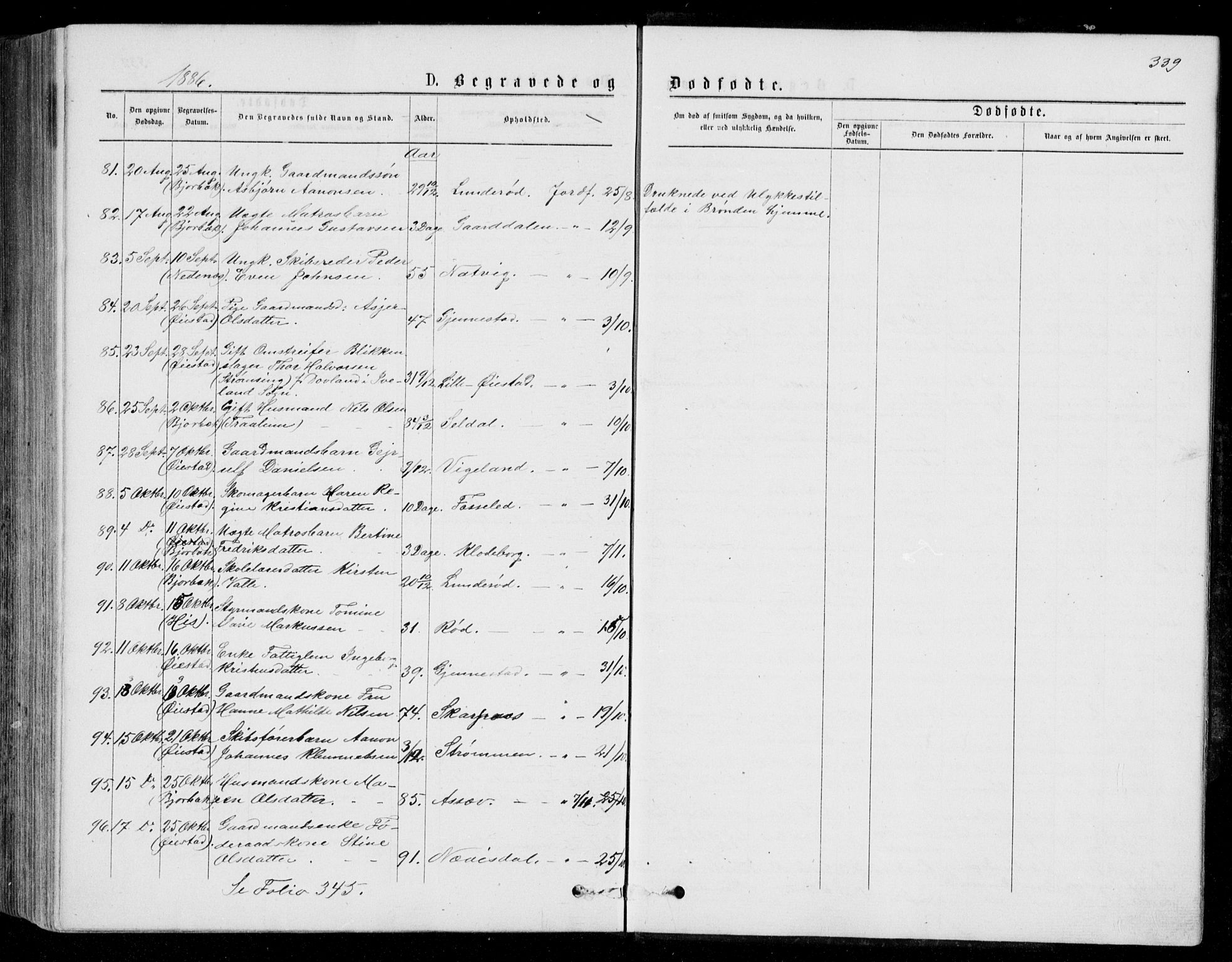 Øyestad sokneprestkontor, AV/SAK-1111-0049/F/Fb/L0008: Parish register (copy) no. B 8, 1872-1886, p. 339