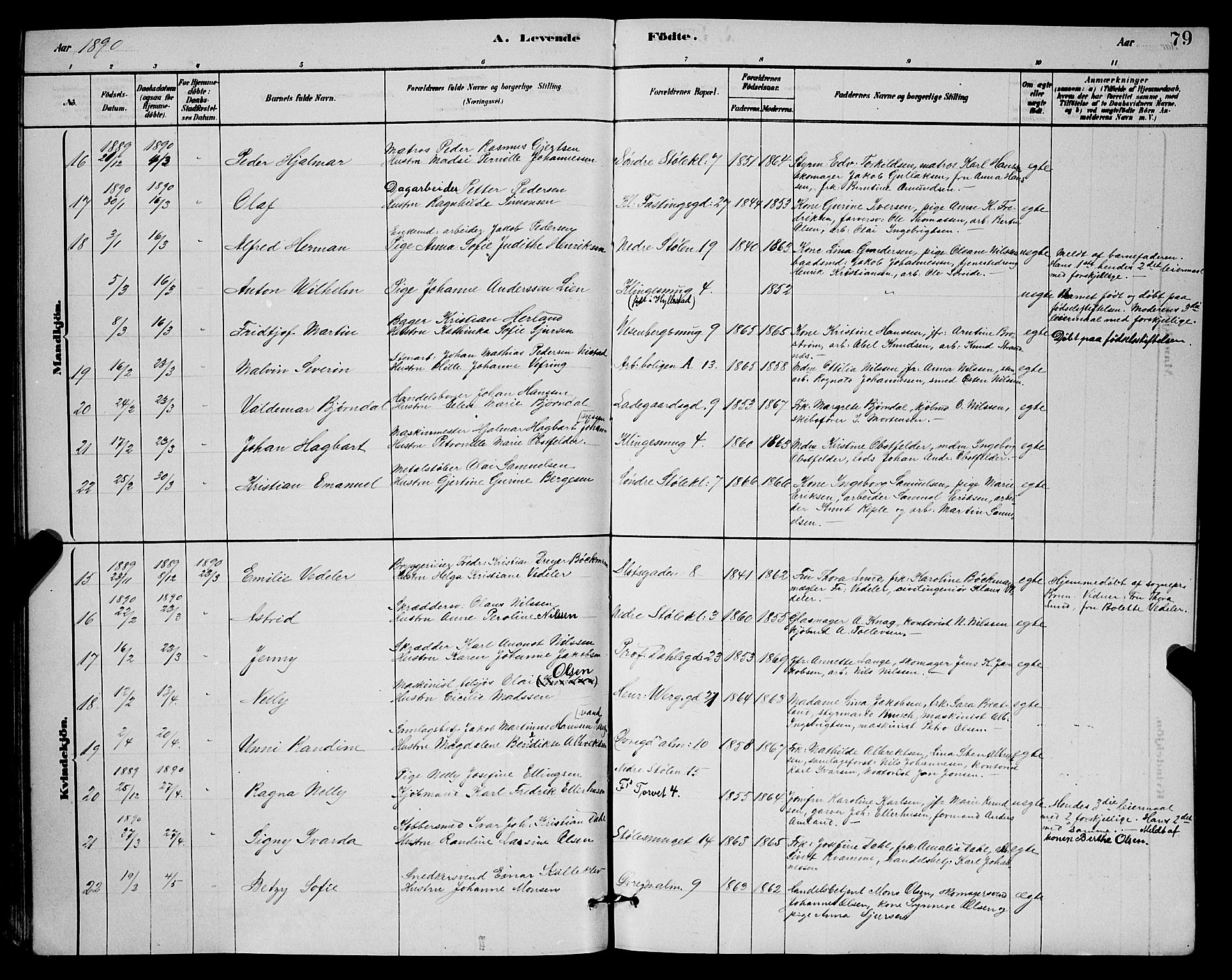 Mariakirken Sokneprestembete, AV/SAB-A-76901/H/Hab/L0004: Parish register (copy) no. A 4, 1878-1892, p. 79