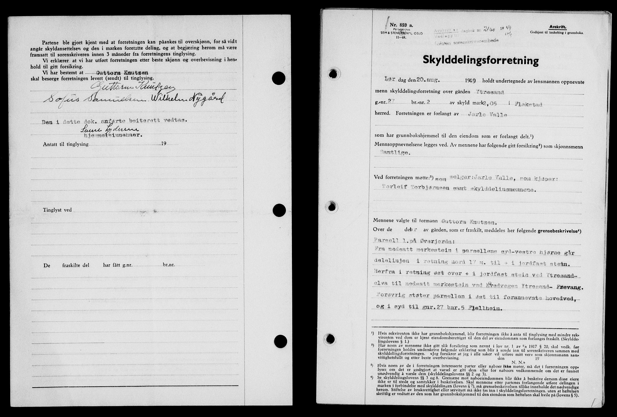 Lofoten sorenskriveri, SAT/A-0017/1/2/2C/L0021a: Mortgage book no. 21a, 1949-1949, Diary no: : 2160/1949