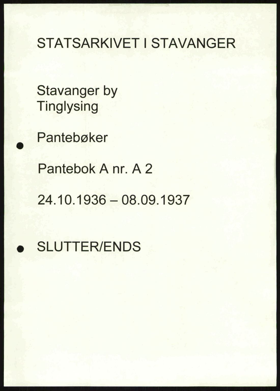 Stavanger byrett, SAST/A-100455/002/G/Gb/L0012: Mortgage book no. A2, 1936-1937